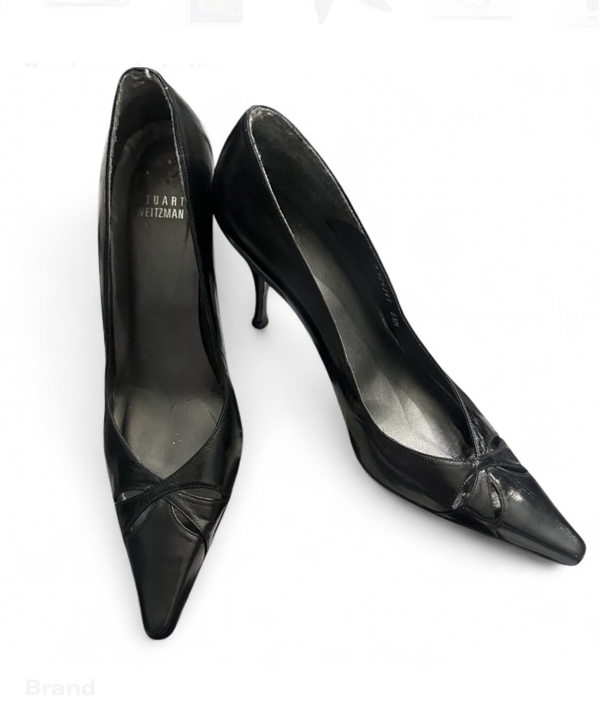 Stuart Weitzman Vintage 1990s Black Stuart Weitzman Leather Heels Size 8.5 Size US 8.5 / IT 38.5 - 1 Thumbnail
