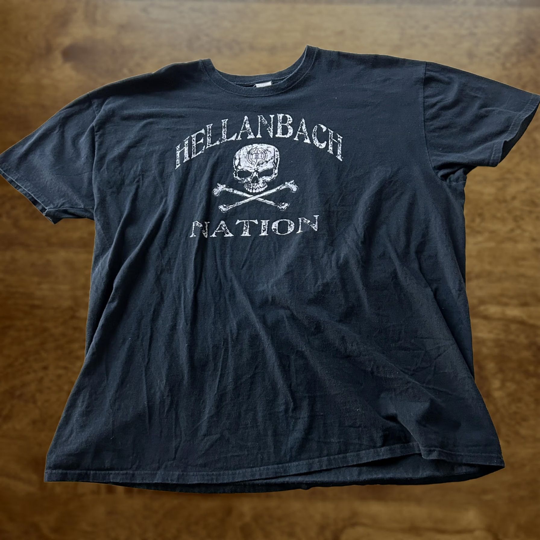 Gildan Gildan Shirt Mens 3XL Black Motorcycle Skull Tee T-Shirt Biker Shirt Graphic Print Crew Neck Short Sleeve Vintage Hellanbach Nation Size US XXL / EU 58 / 5 - 1 Thumbnail