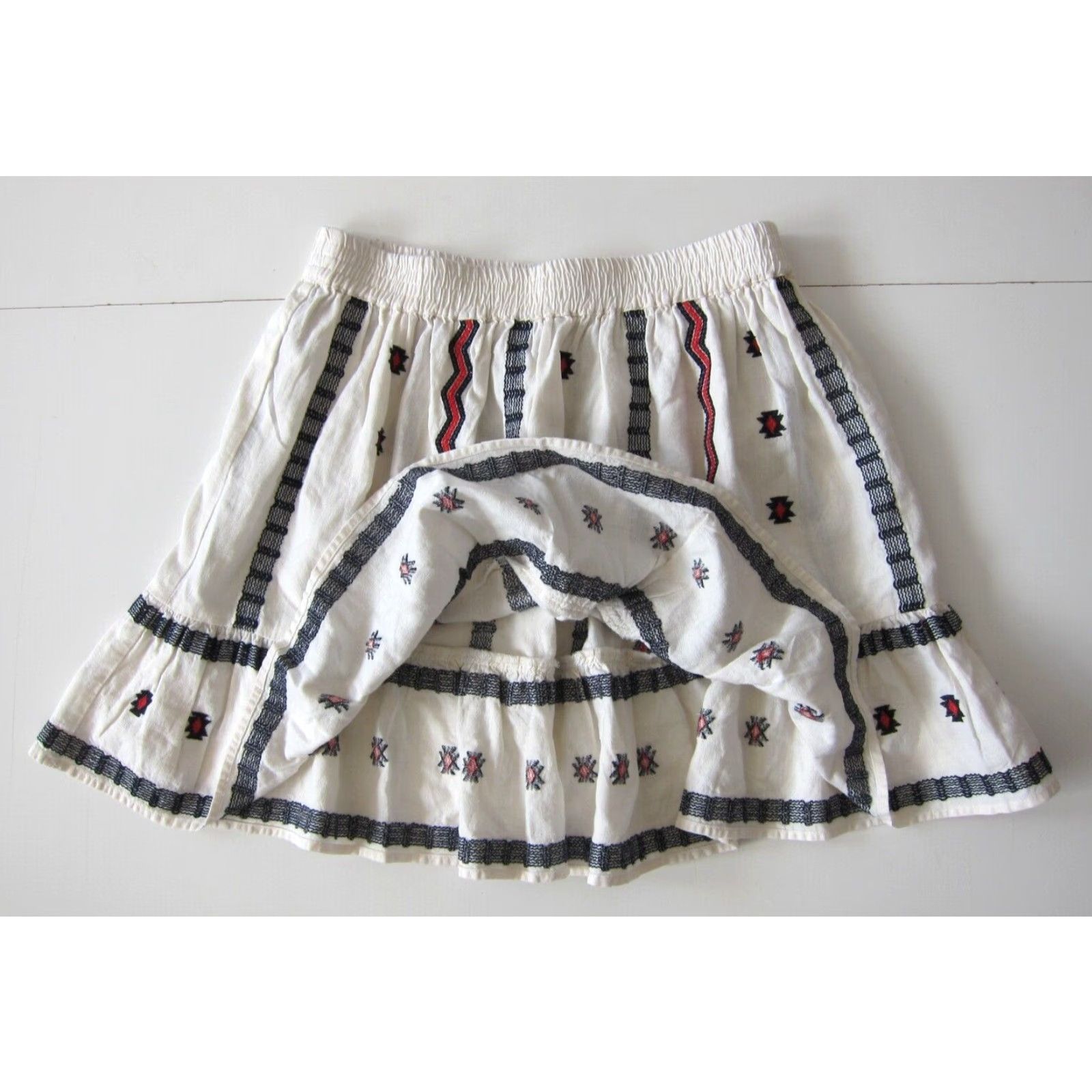 Ann Taylor Ann Taylor Loft Skirt Women S Ivory Peasant Linen Cotton Embroidered Short Small Size 28" / US 6 / IT 42 - 4 Thumbnail