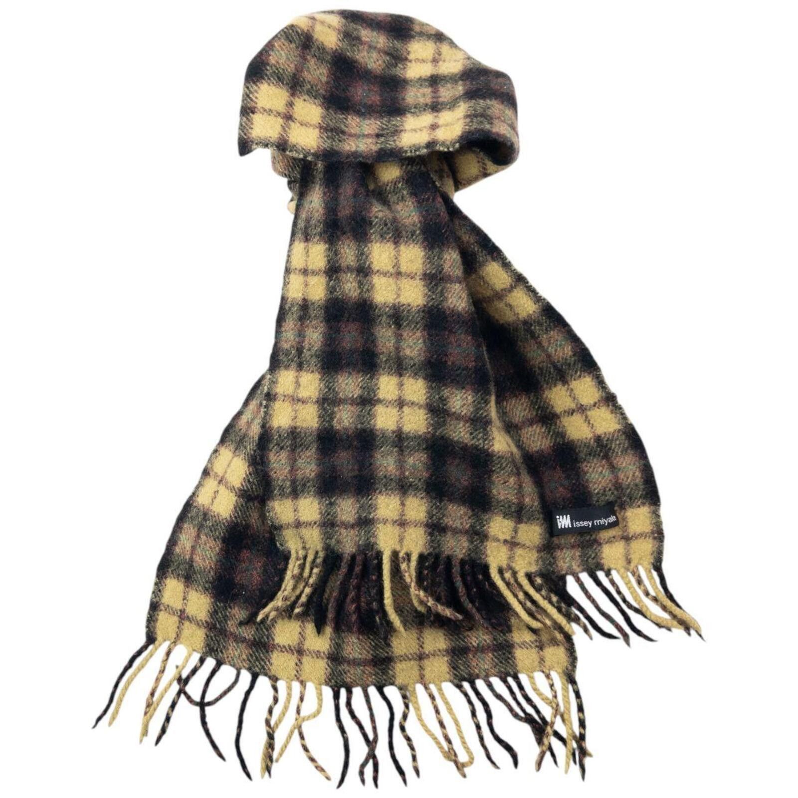 Issey Miyake Vintage 2000s Issey Miyake Checkered Wool Tassel Scarf Size ONE SIZE - 5 Thumbnail