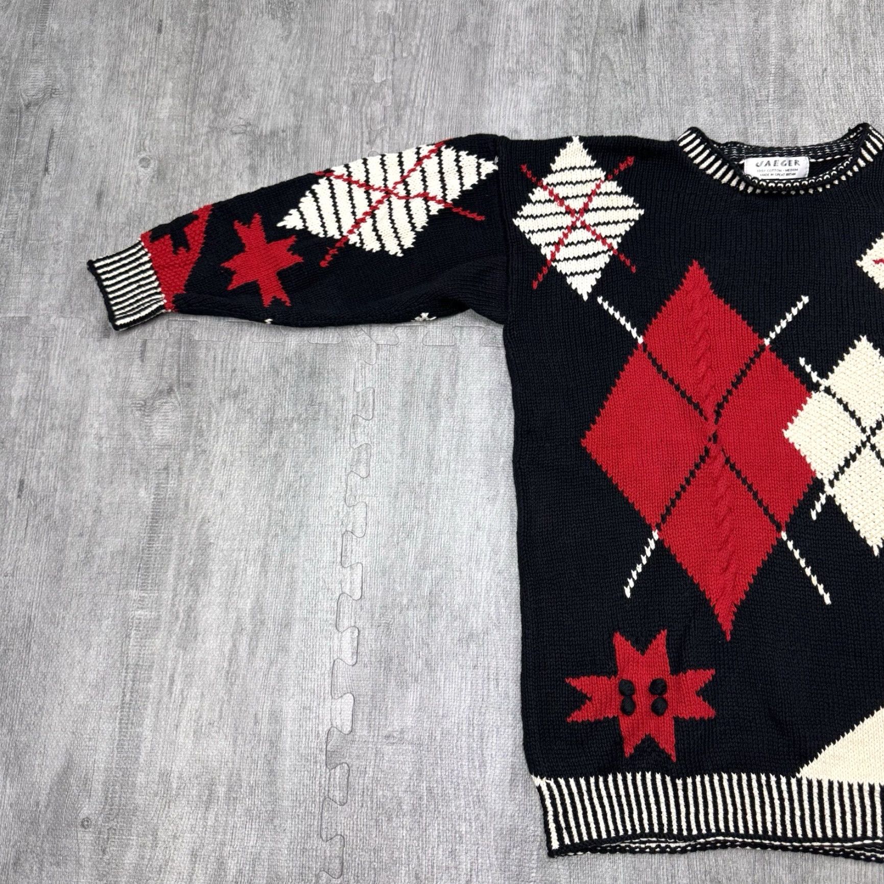 Jaeger VINTAGE Jaeger Men's Sweater 3D Knit Pullover Geometric Pattern British Wool Fall Winter Casual Size US M / EU 48-50 / 2 - 4 Thumbnail