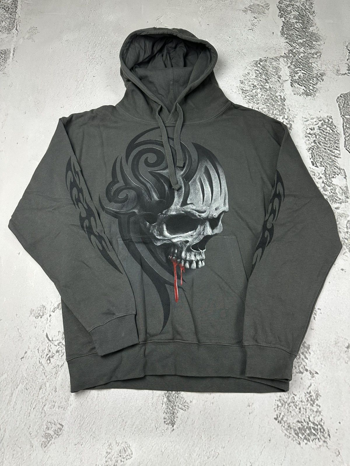 Tribal Streetwear Spiral Rock Death Roar Charcoal Tribal Hoodie XXL Skull Size US XXL / EU 58 / 5 - 1 Thumbnail
