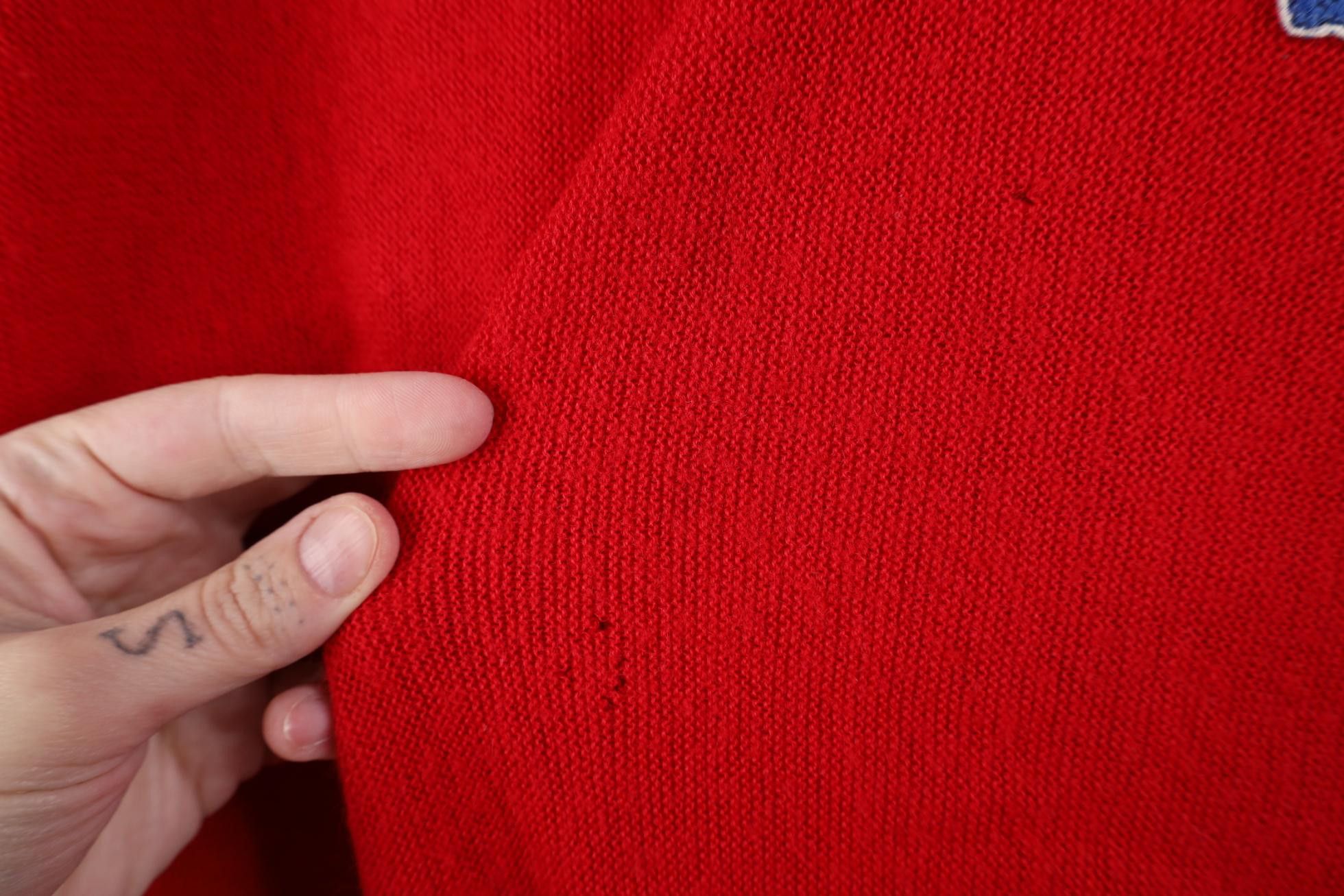 Lacoste Vintage 80s Izod Lacoste Boxy Fit Knit V-Neck Sweater Red Size US XL / EU 56 / 4 - 6 Thumbnail