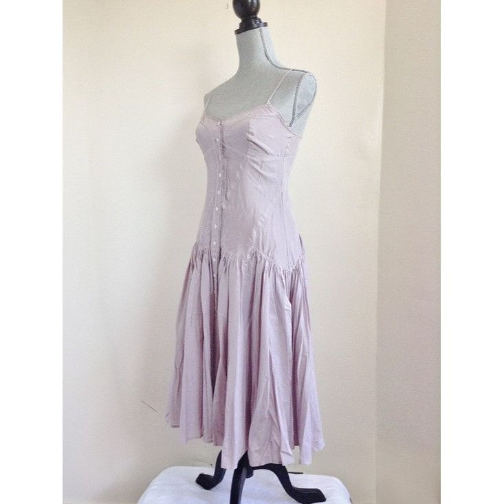 Armani Exchange Armani Exchange Archival Lavender Silk Cotton Midi Dress 4 W Size S / US 4 / IT 40 - 7 Thumbnail
