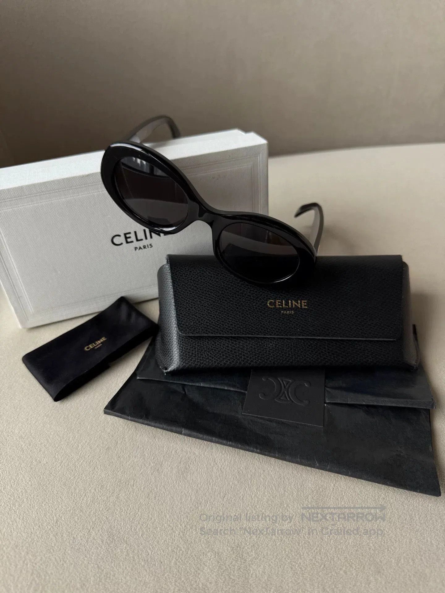 Celine Celine Triomphe Logo Oval Cat-Eye Sunglasses. Size ONE SIZE - 4 Thumbnail