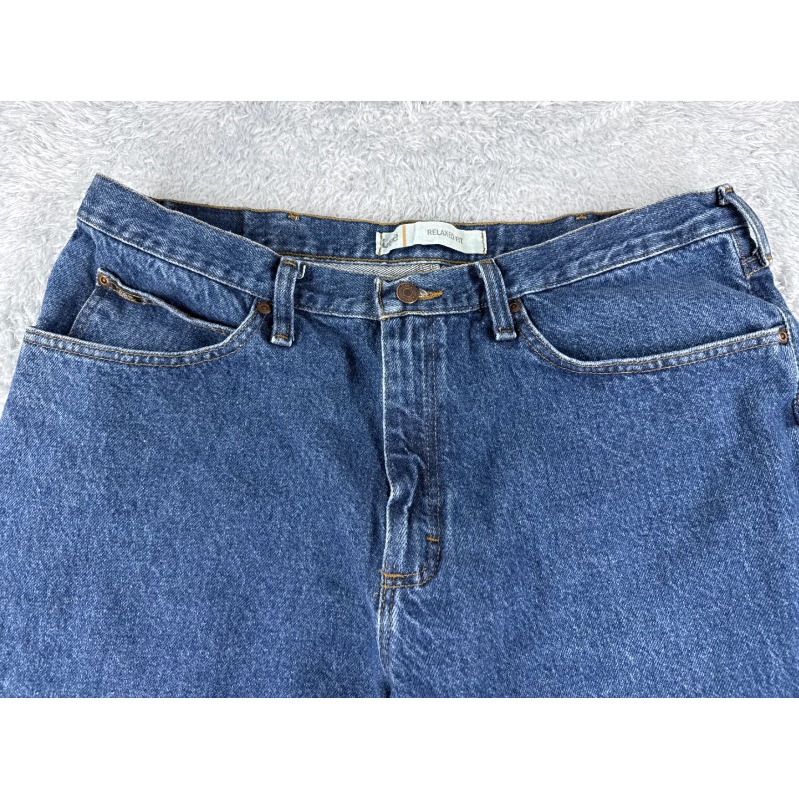 Lee VINTAGE Lee Jeans Adult 38 Blue Denim 5-Pocket Design Regular Straight Jeans Men 36x29 Denim Wash Light Cotton Jeans Blue 90s Theme Mens Size US 38 / EU 54 - 4 Thumbnail