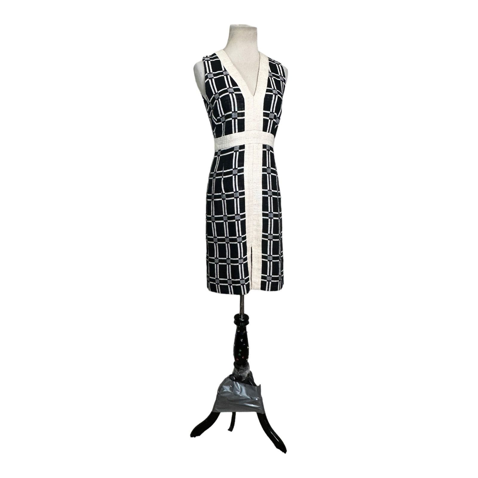 MILLY Milly black cream canvas party sheath dress size 0 Size XS / US 0-2 / IT 36-38 - 11 Thumbnail