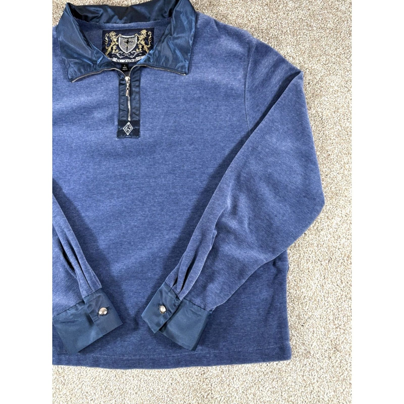 Velour VINTAGE ST. JOHN Sport Marie Gray 3-Piece Track Suit Blue Velour S Women Size S / US 4 / IT 40 - 4 Thumbnail