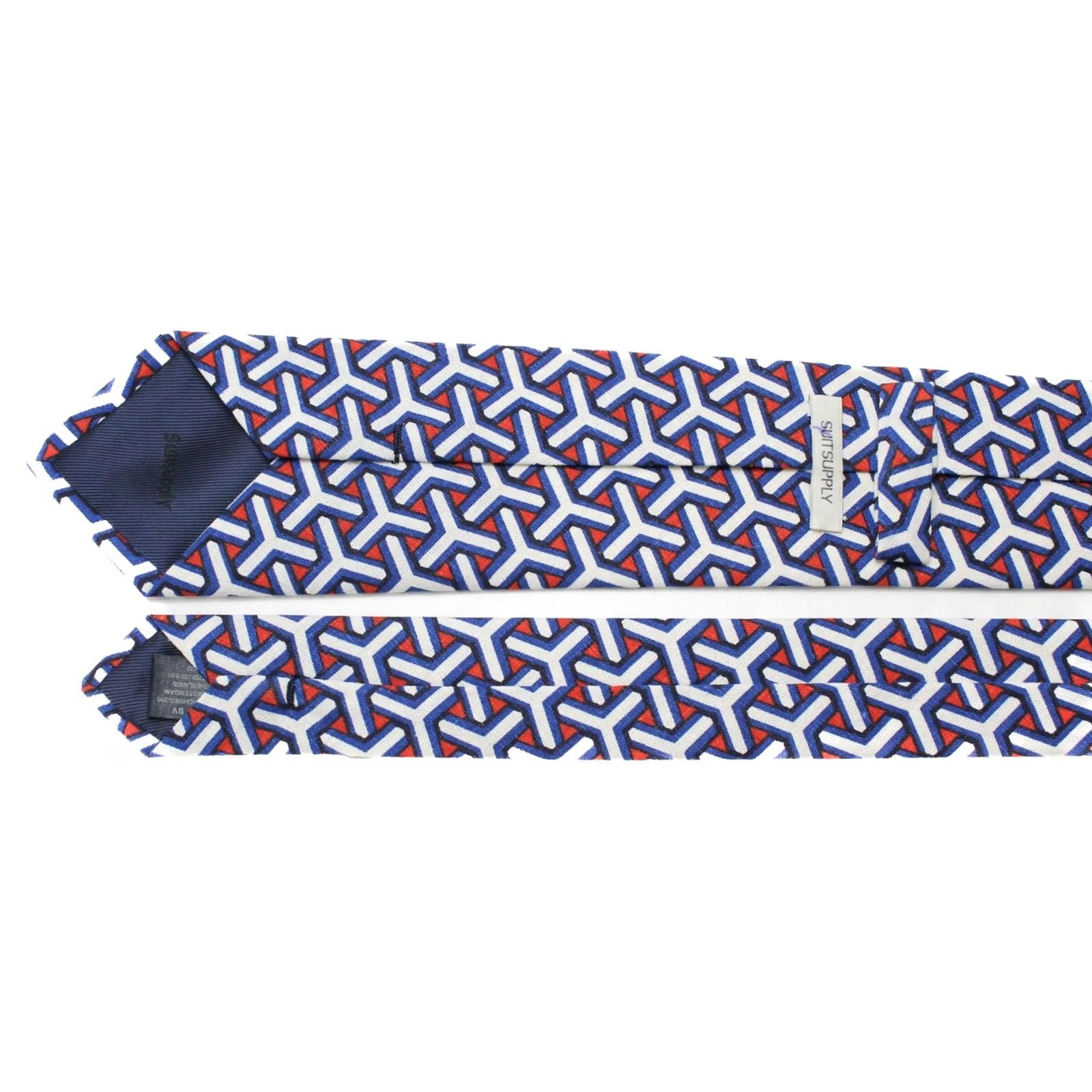 Suitsupply SUITSUPPLY Tie Men's Blue Patterned Tied Pointed Classic 148 X 8 CM Linen Blend Size ONE SIZE - 4 Thumbnail