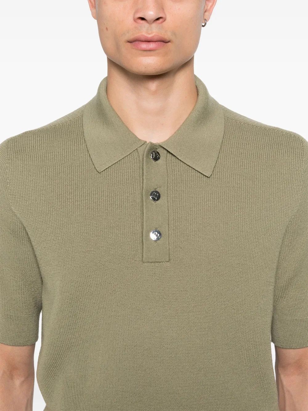 Balmain o1s1wg110925 Short Sleeve Merino Polo Shirt in Khaki/Green Size US L / EU 52-54 / 3 - 5 Thumbnail