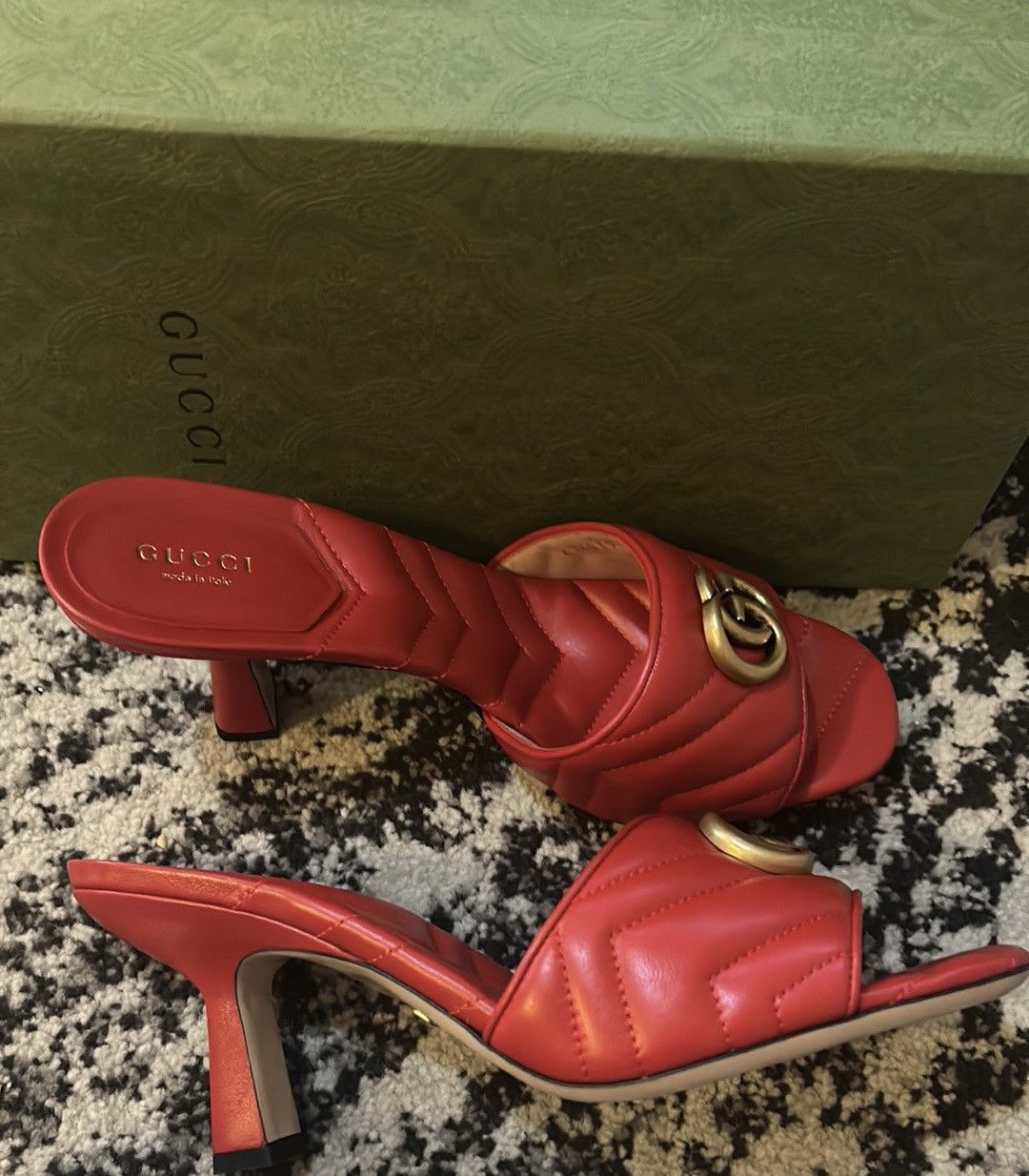 Gucci Gucci Double G Marmont Slide Sandal Mules Maple Red 40.5 Size US 10.5 / IT 40.5 - 3 Thumbnail