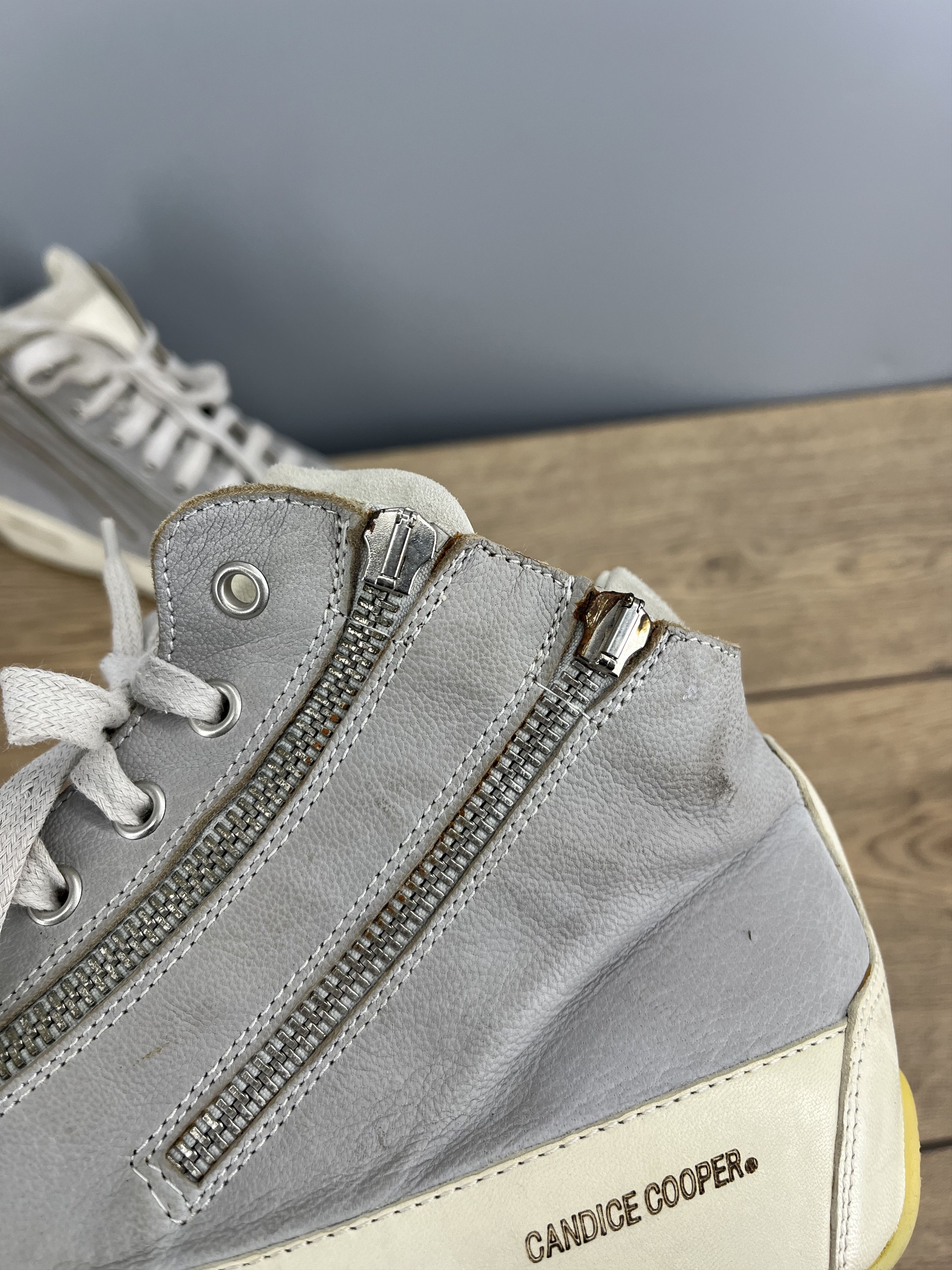 Vintage Candice Cooper Hi-Top Leather Sneakers EU 41 Gray Size US 9.5 / IT 39.5 - 7 Thumbnail