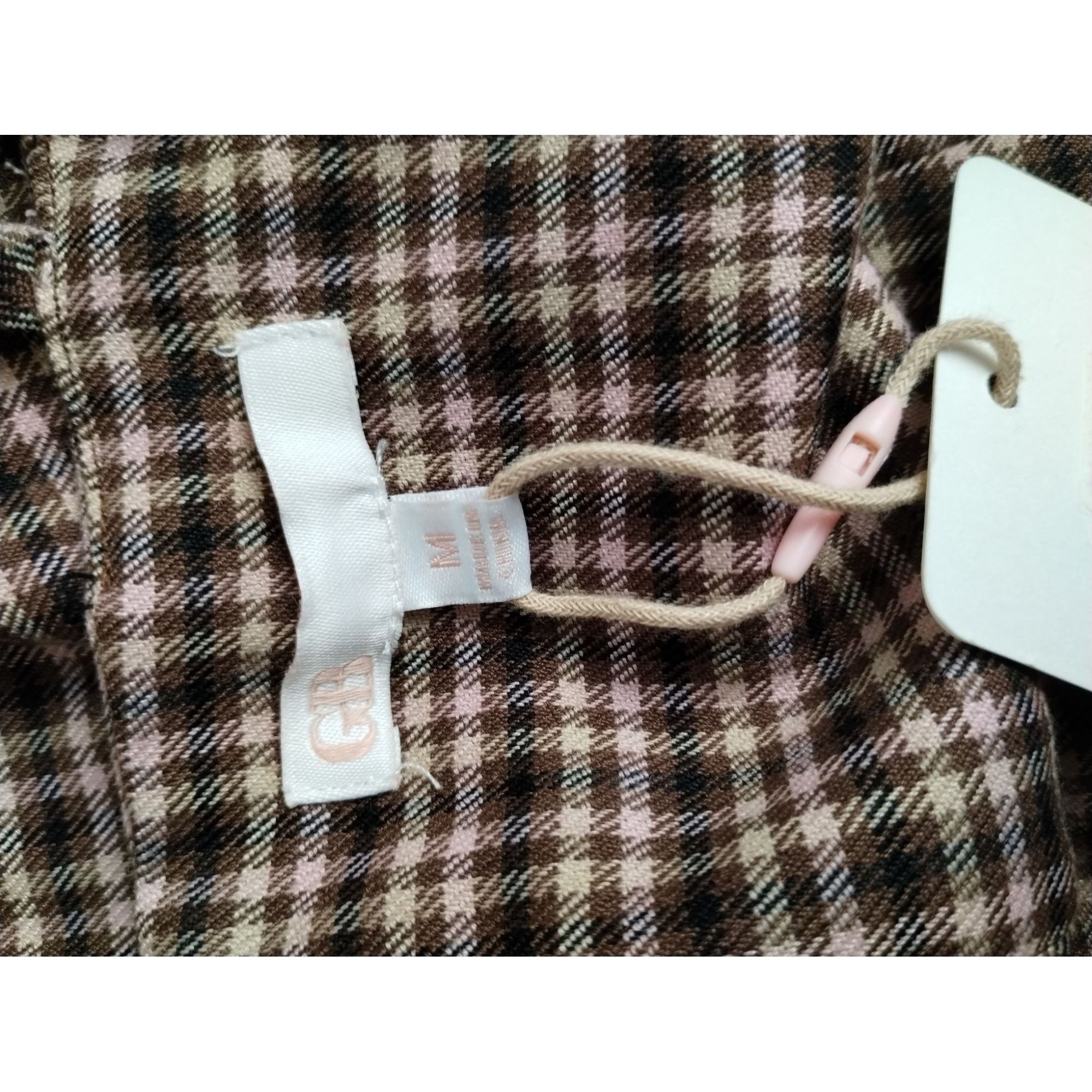 GB GB Juniors M Brown and Pink Plaid Mini Dress with Square Nec Size M / US 6-8 / IT 42-44 - 6 Thumbnail