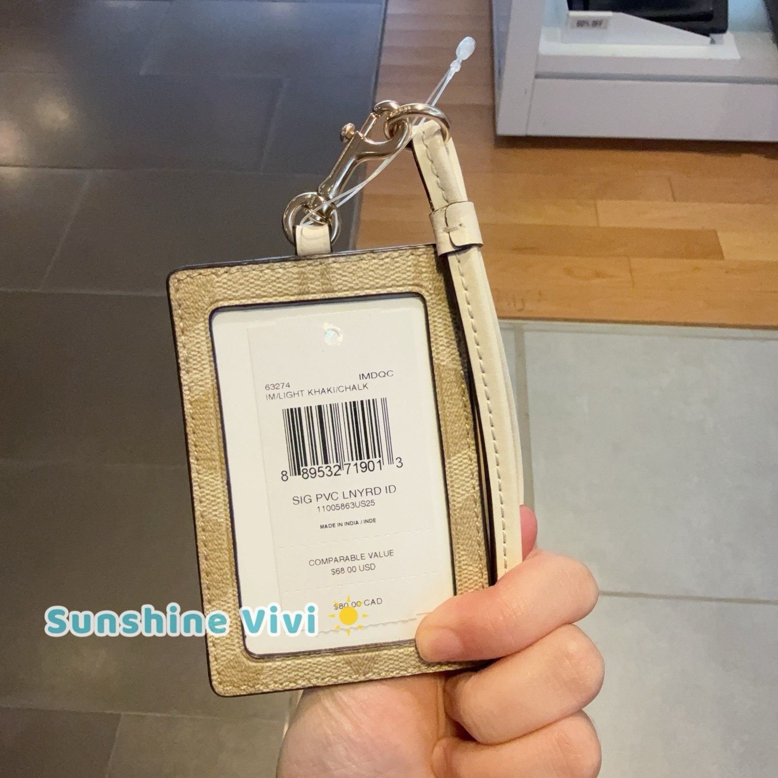 Coach NWT COACH 63274 Lanyard ID Badge Holder Gold/Sand/Chalk Size ONE SIZE - 3 Thumbnail