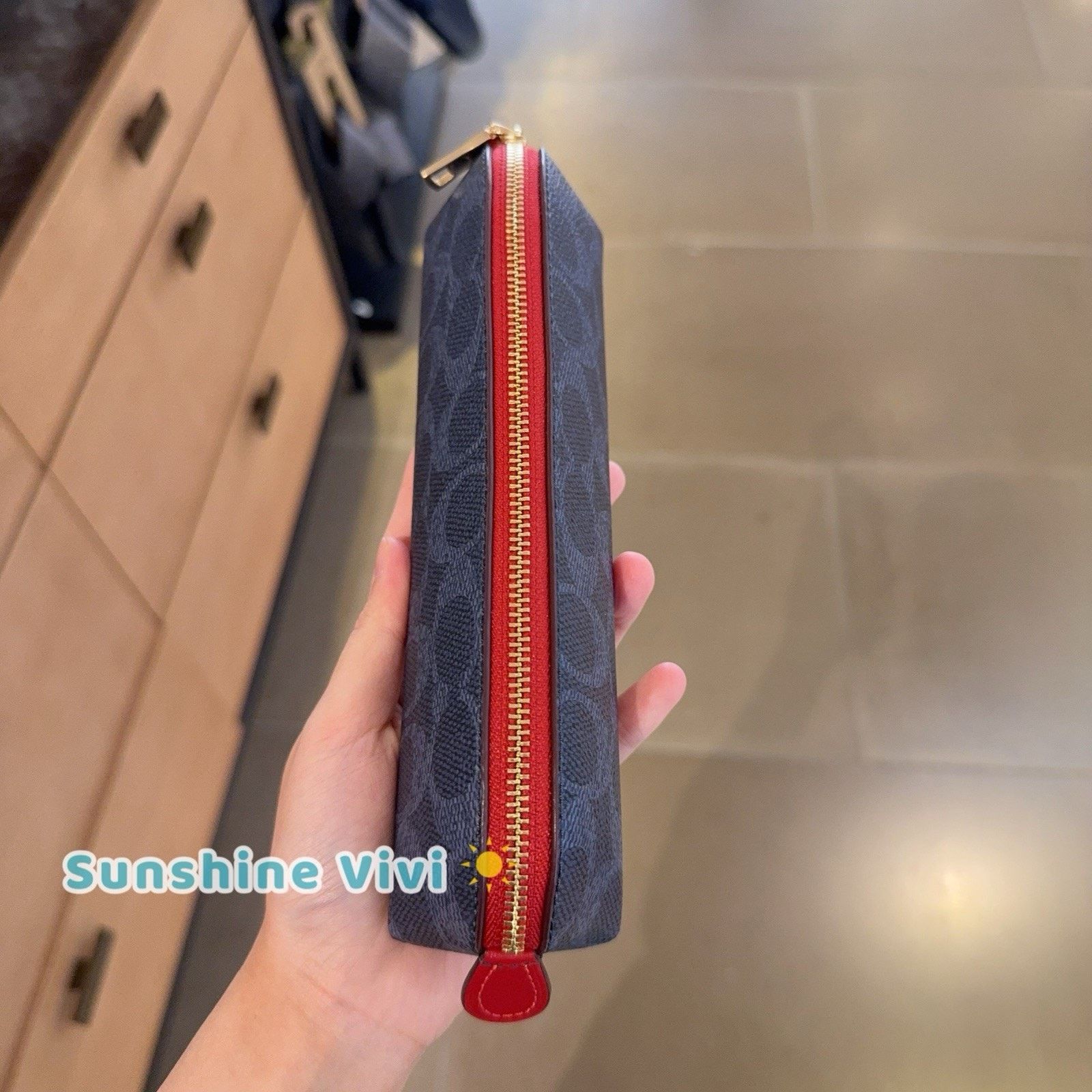 Coach NWT Coach Pencil Case Cosmetic CZ206 IM/Denim/Bold Red Size ONE SIZE - 2 Thumbnail