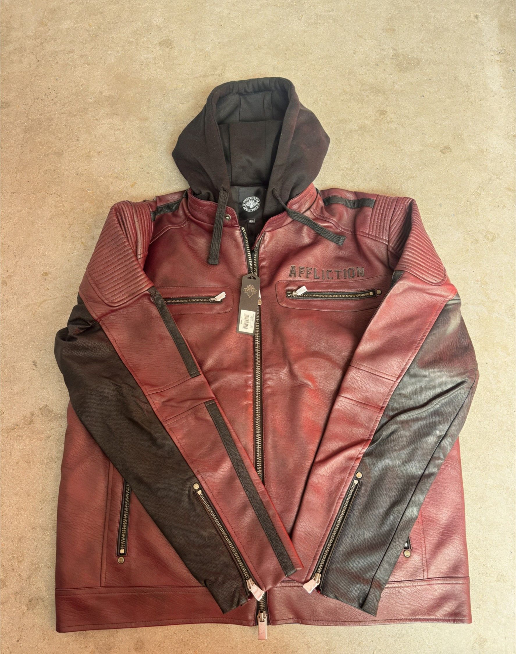 Affliction affliction grunge skull leather jacket Size US XL / EU 56 / 4 - 2 Thumbnail