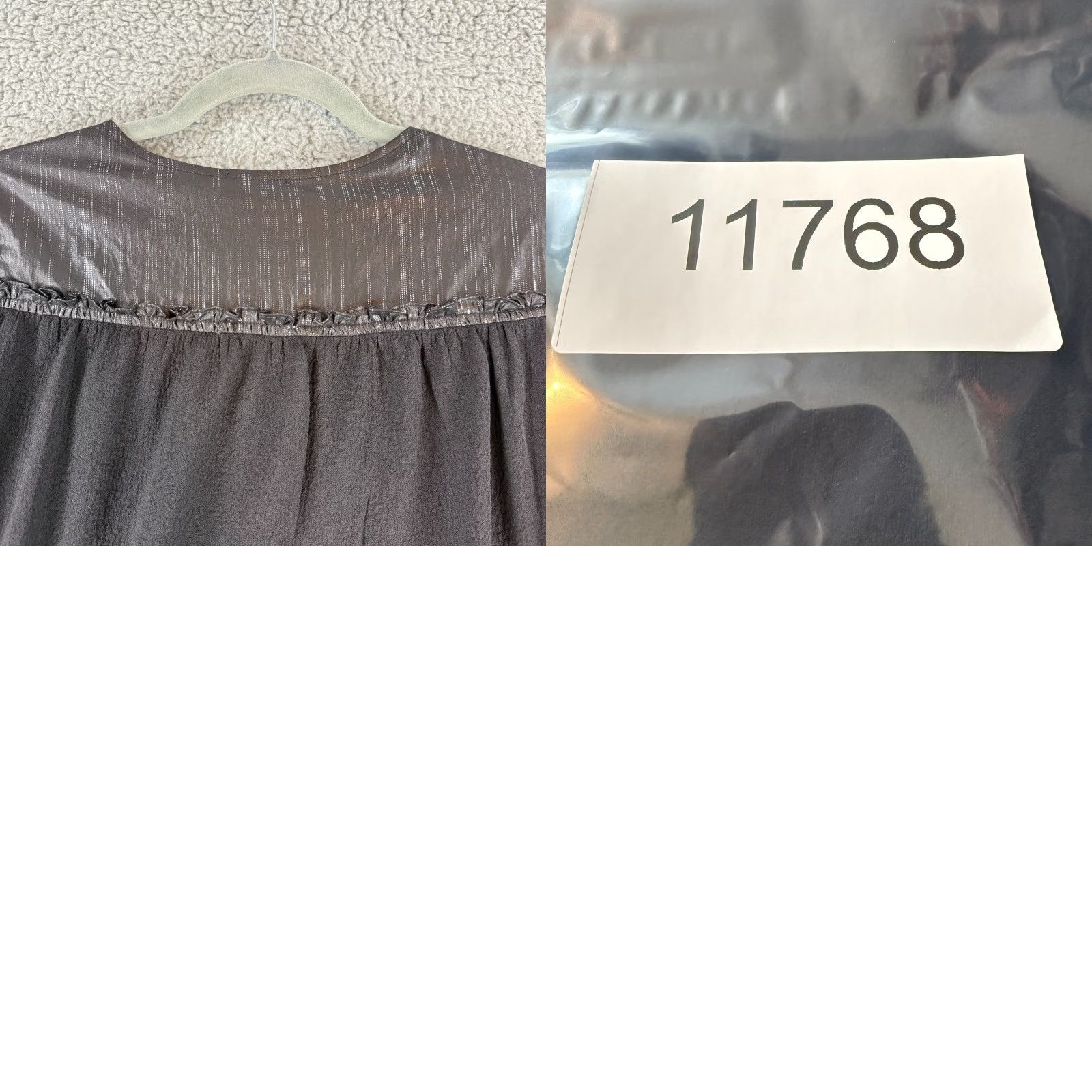 Vintage Current Air Top Womens Large Black Silver Metallic Long Sleeve Tie-Neck Flowy Blouse Size L / US 10 / IT 46 - 9 Thumbnail