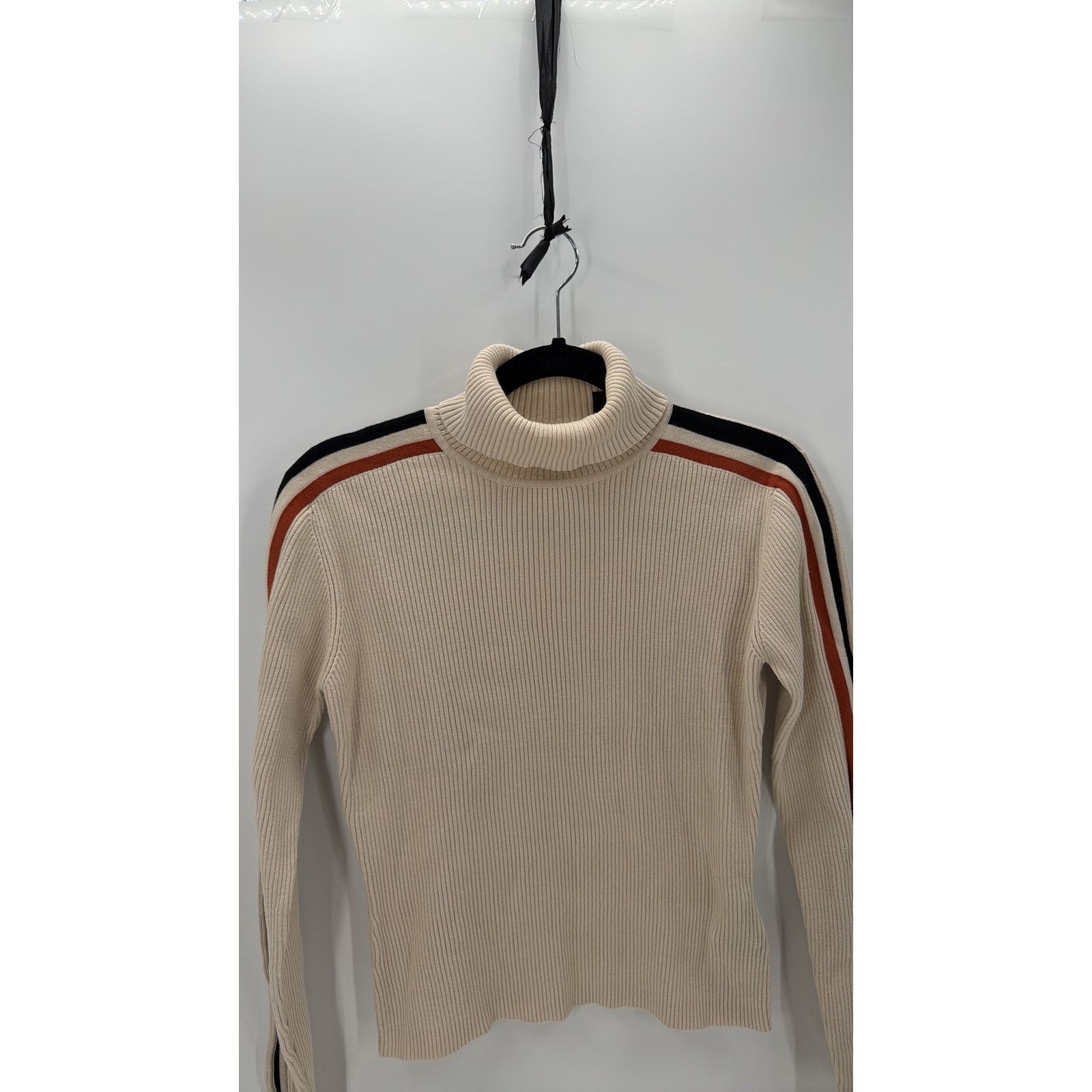 Harley Davidson Harley Davidson Turtleneck Sweater Ivory Striped Arms Y2K Size M / US 6-8 / IT 42-44 - 3 Thumbnail