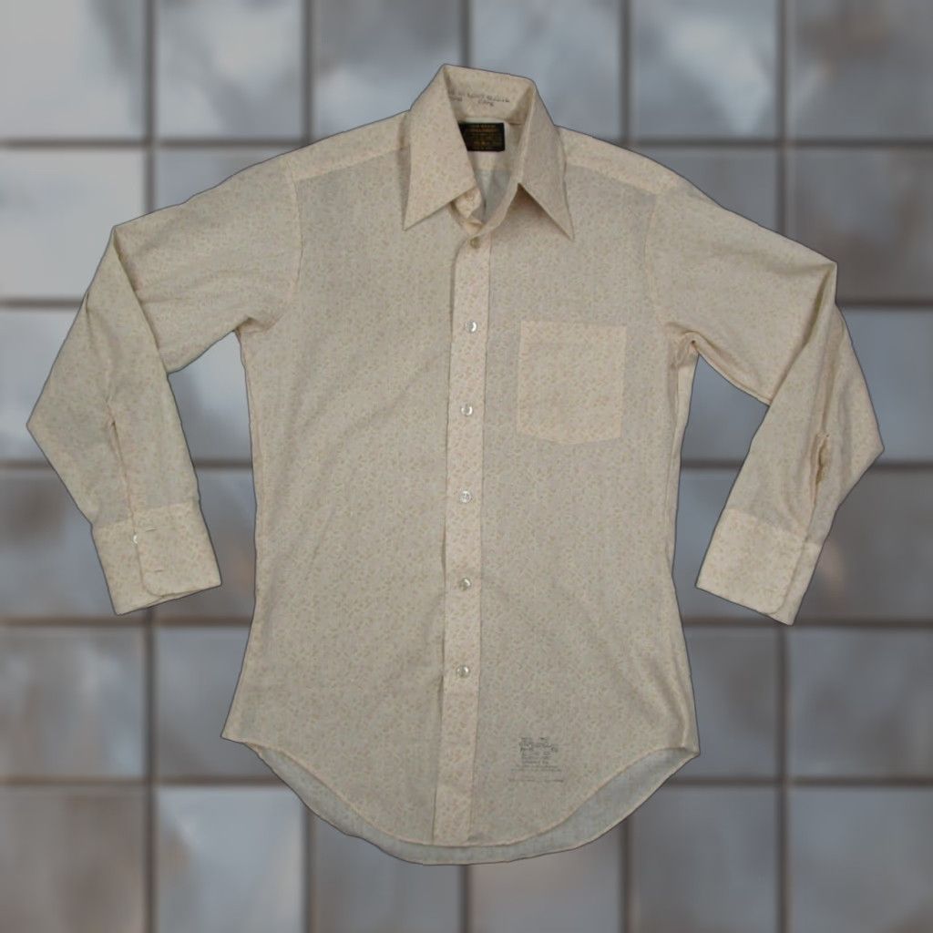 Sears VINTAGE Sears Shirt Mens 14.5 33 Beige Cape Collar Pattern Long Sleeve 70s Japan Geometric Classic 70s Mens Capsule? Size US S / EU 44-46 / 1 - 1 Thumbnail