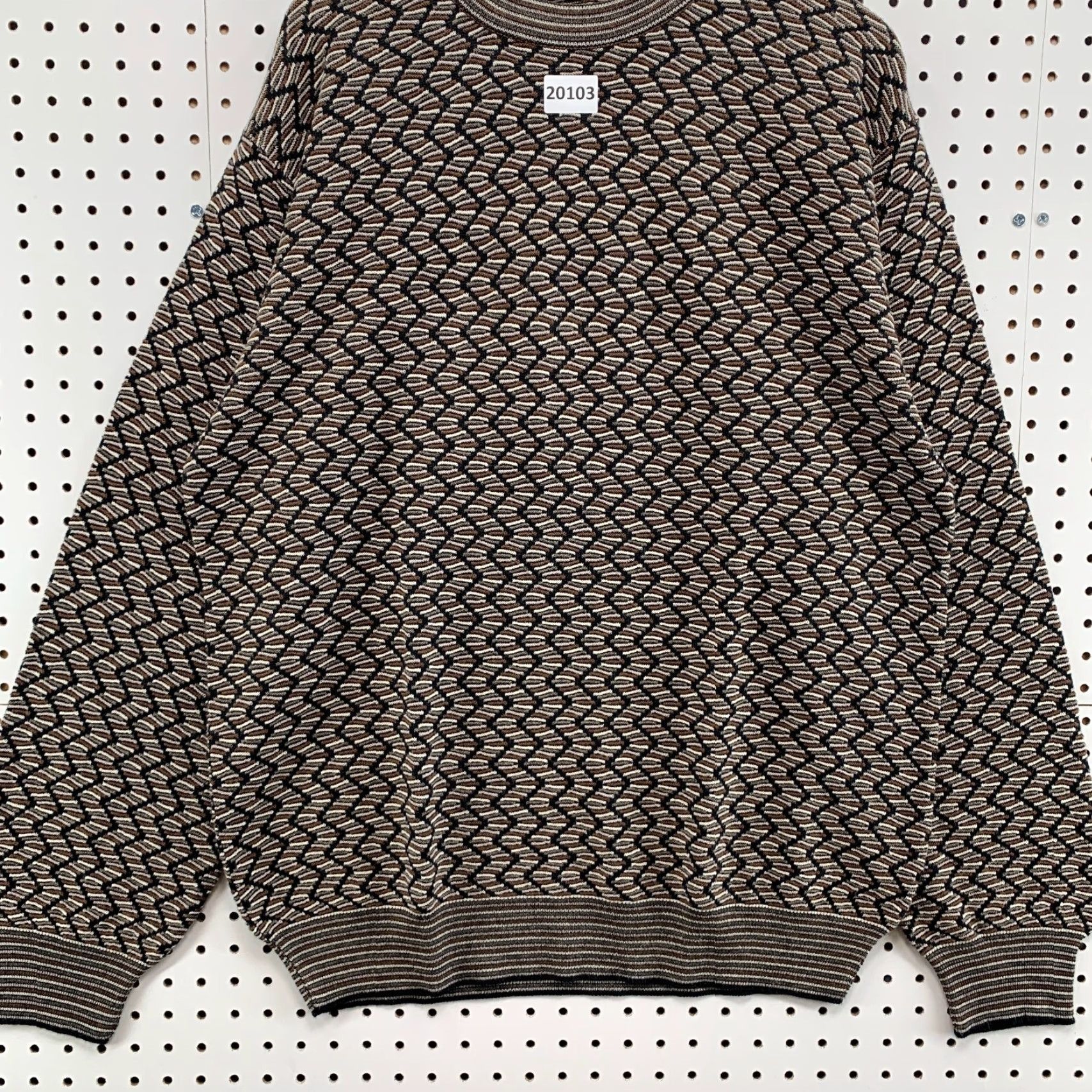 Vintage LUNGARNO Pullover Sweater 3D Knit Knit Geometric Crew Neck Mens XL Brown Size US XL / EU 56 / 4 - 5 Thumbnail