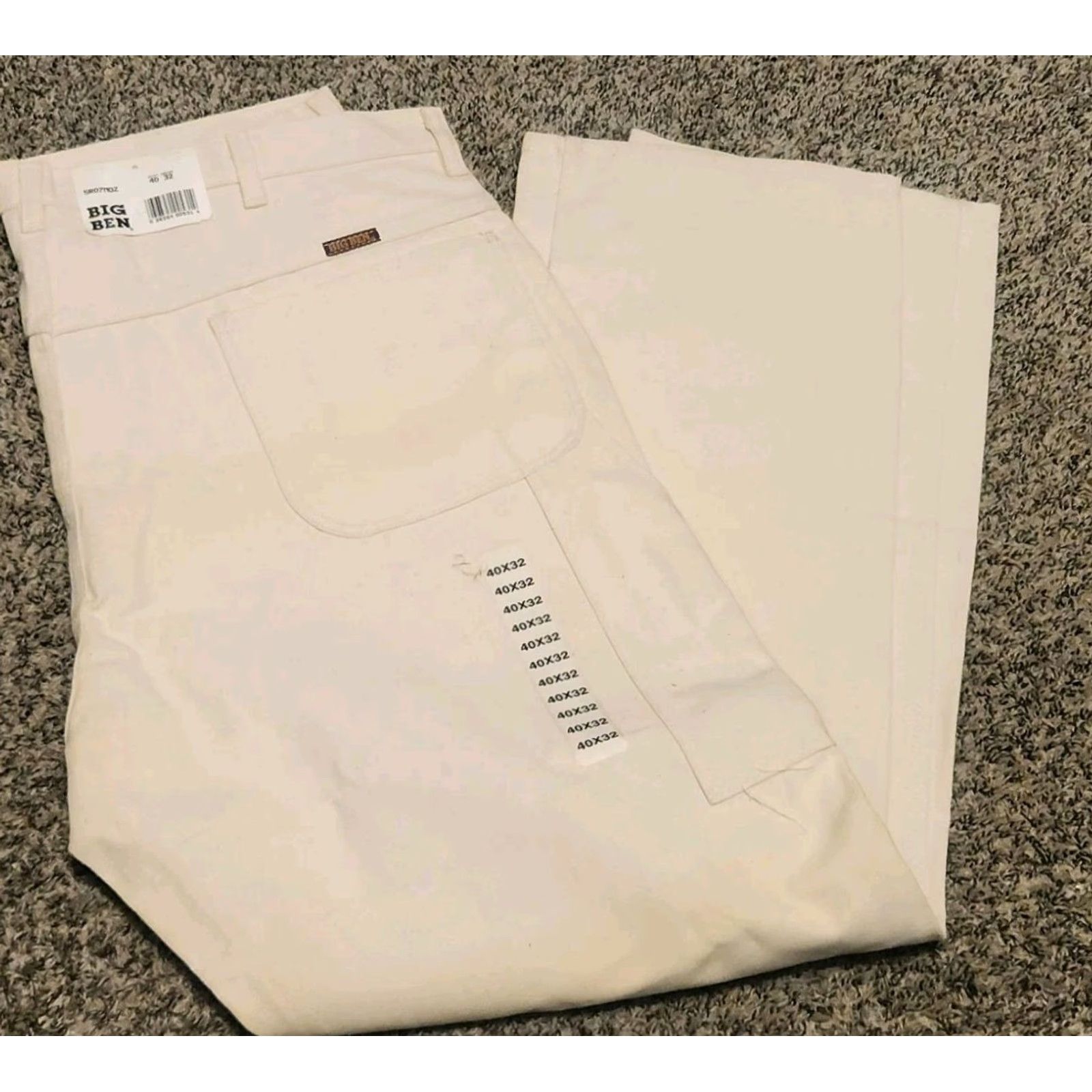 Wrangler VINTAGE Big Ben Wrangler Painter Pants Dungarees Mens 40 32 Carpenter White Cotton Canvas Zip Straight 32 In Inseam Regular Flat Front Size US 40 / EU 56 - 2 Thumbnail