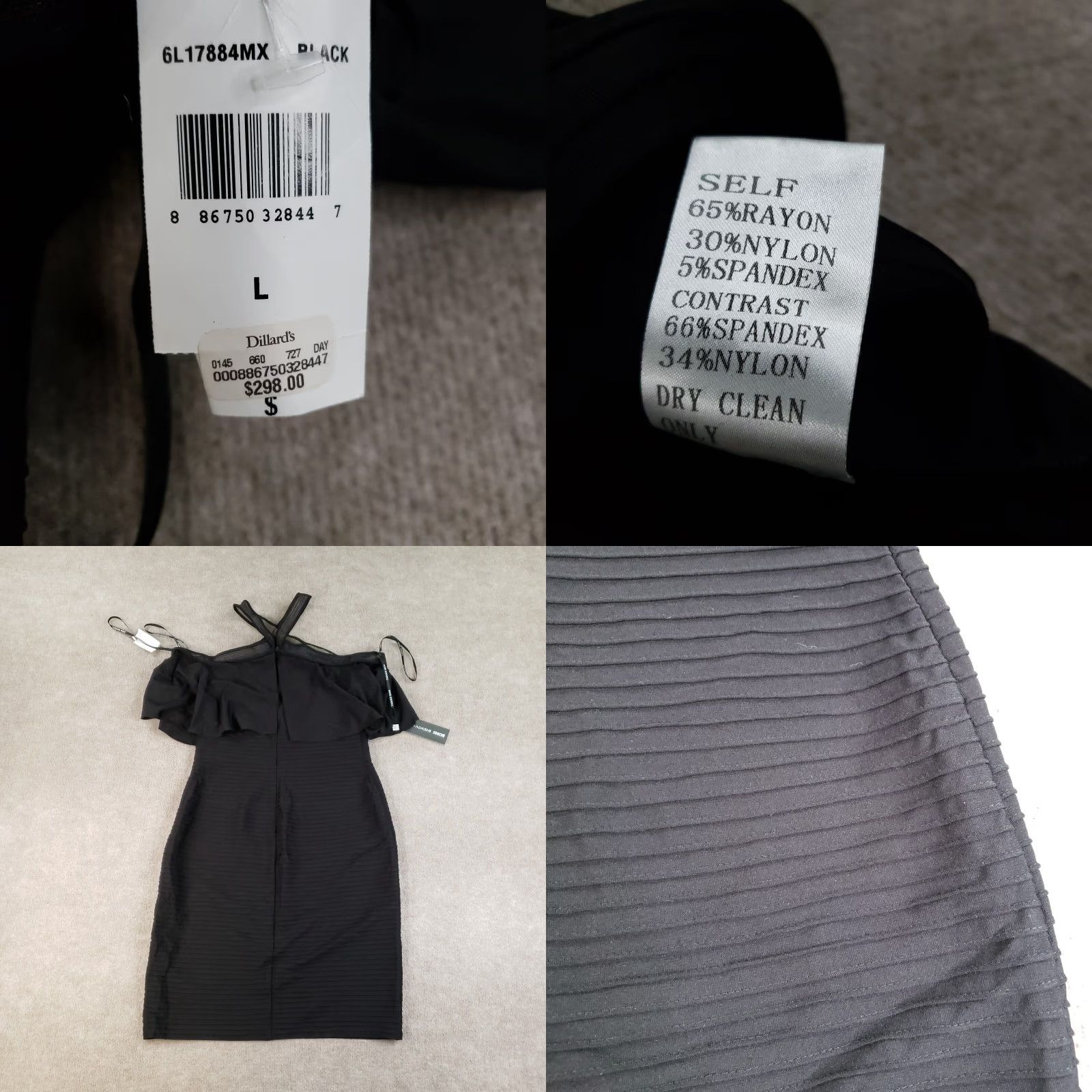 Tadashi Shoji TADASHI SHOJI Halter Dress Womens Large Black Bodycon Stretch Ribbed Size L / US 10 / IT 46 - 8 Thumbnail