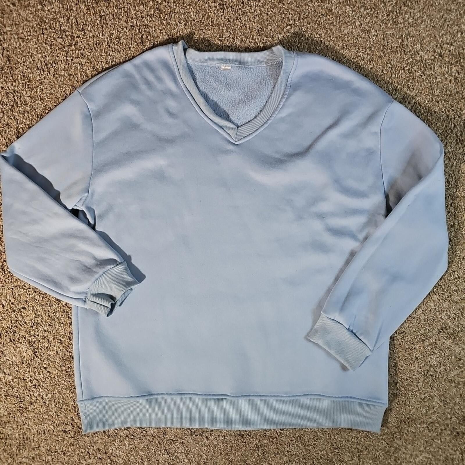 The Unbranded Brand Soft Blue Vneck Sweater XXL Size XXL / US 16-18 / IT 52-54 - 1 Thumbnail