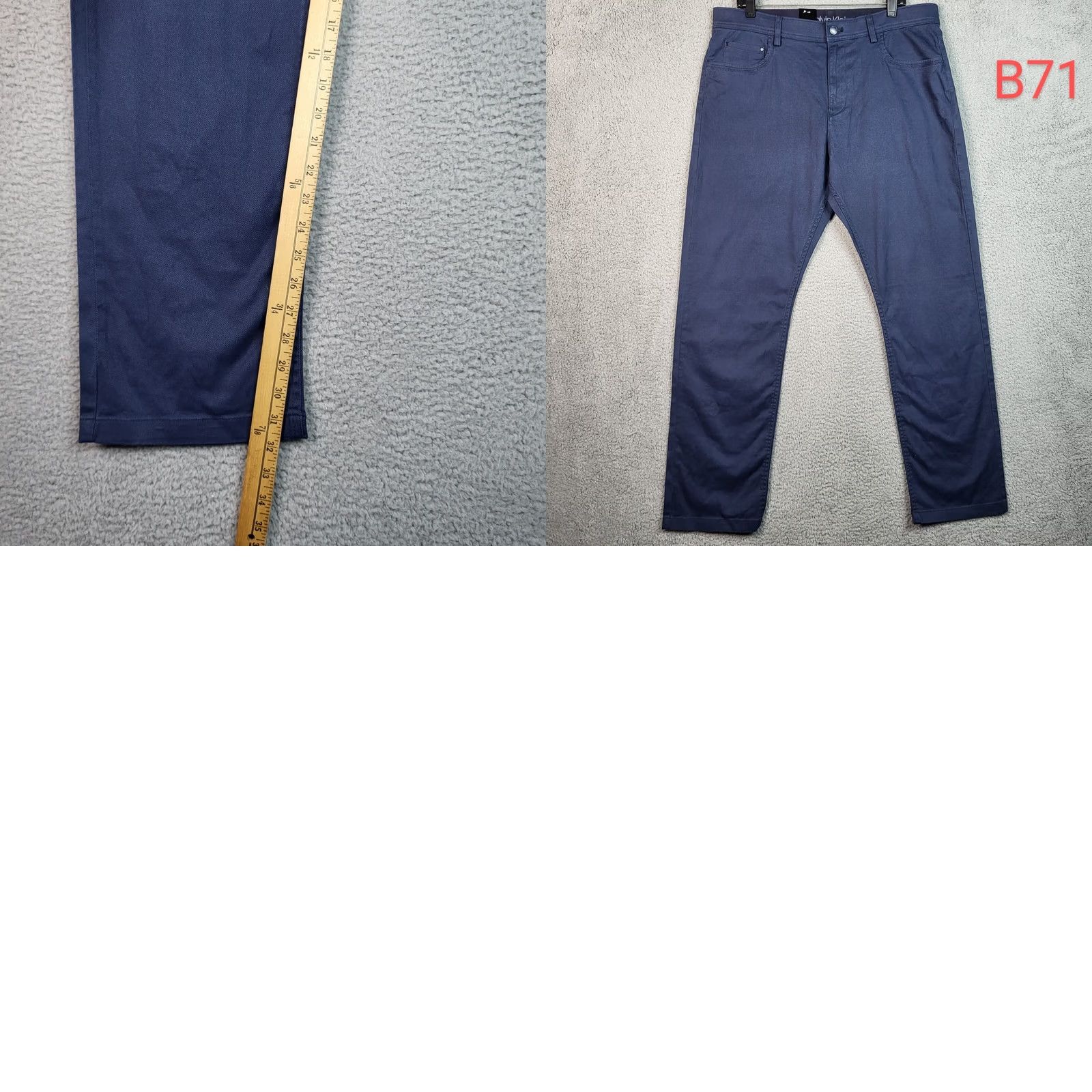 Calvin Klein Calvin Klein Royal Navy Men's Casual straight leg Pants 36W 32L Blue Cotton Blend Elastane Regular 36 Inseam 32 Button Closure Casual Mens Pants Size US 36 / EU 52 - 8 Thumbnail