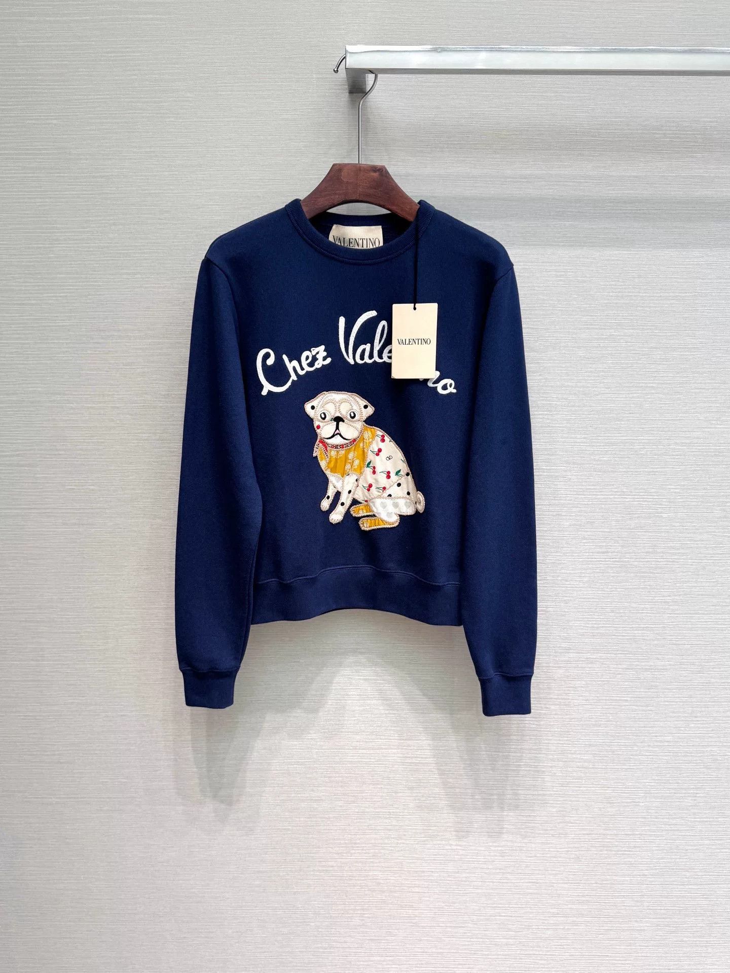 Valentino Valentino Navy Dog Embroidered Sweatshirt Size US S / EU 44-46 / 1 - 1 Thumbnail