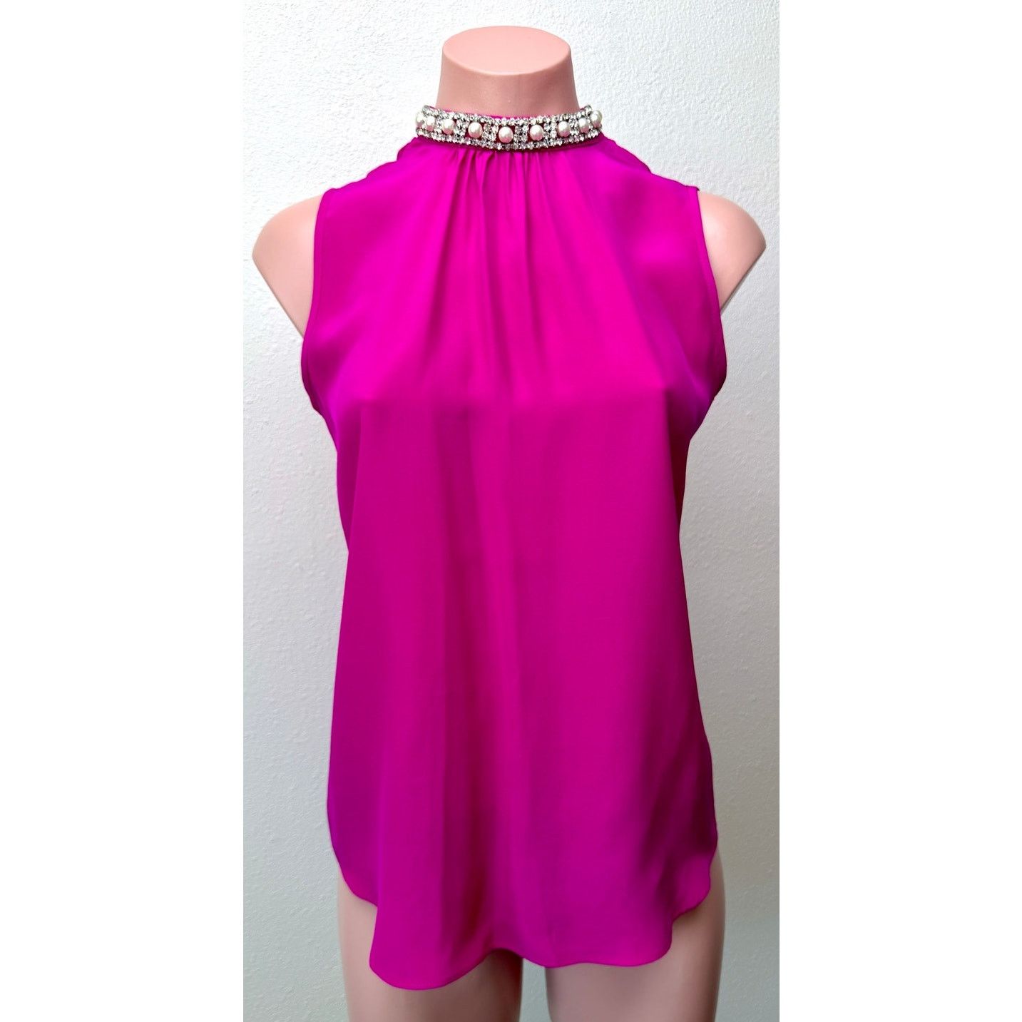 Amanda Uprichard Amanda Uprichard Silk Pearl High Neck Blouse US S Pink Size S / US 4 / IT 40 - 1 Thumbnail