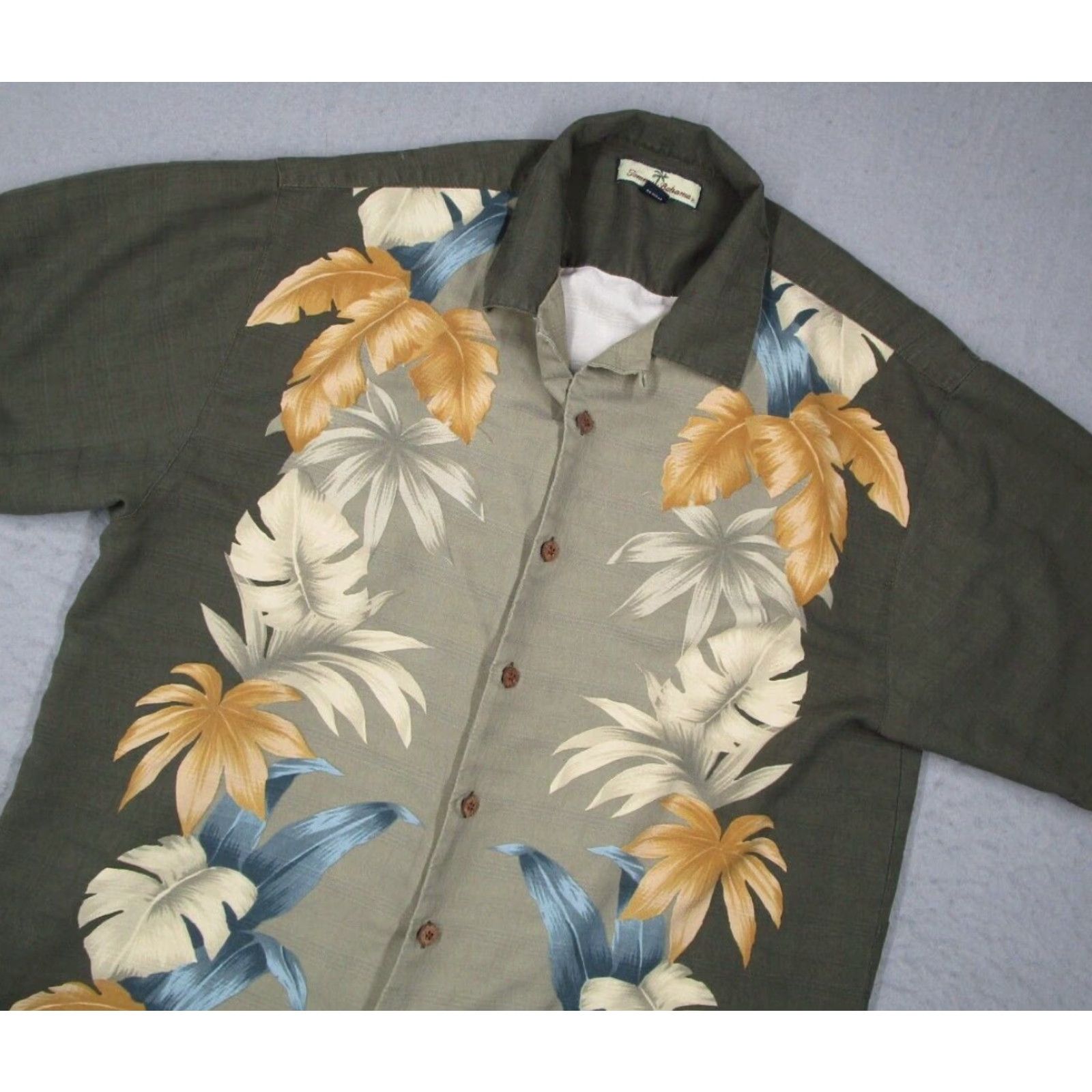 Tommy Bahama VINTAGE Tommy Bahama Hawaiian Shirt Men's Large Green Floral Silk Button-Up Short Sleeve Loop Collar Tropical Retro Size US L / EU 52-54 / 3 - 2 Thumbnail