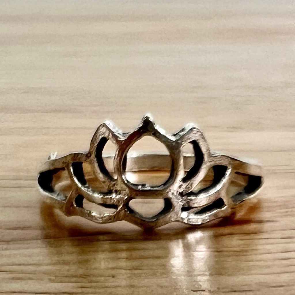 Other Distressed Silver Toned Open Lotus Flower Outline Ring, Women’s Size: 6.5 Size ONE SIZE - 1 Thumbnail