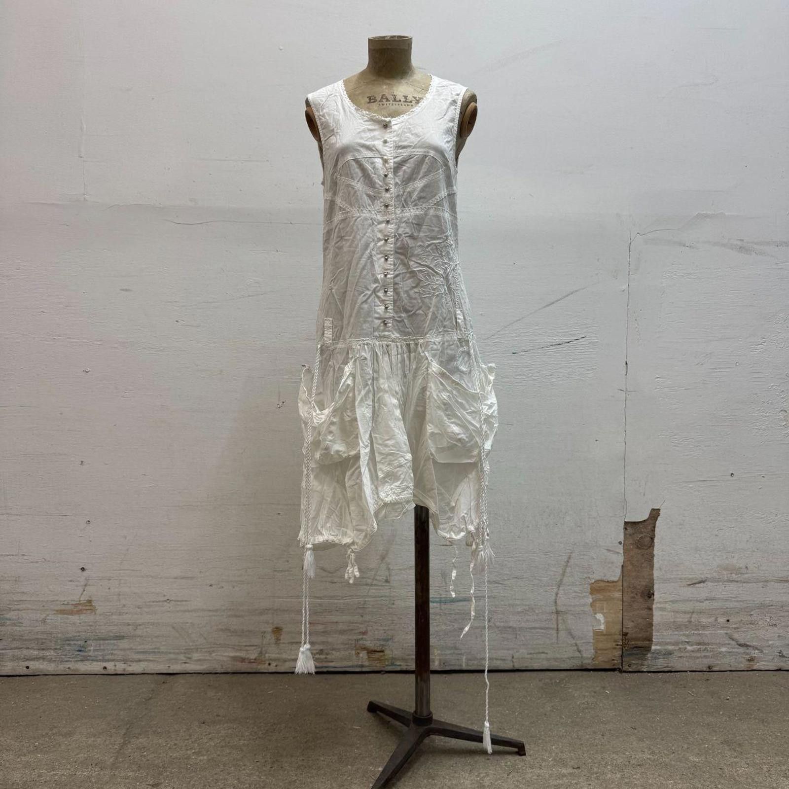 Other Vintage La Mode Est à Vous White Cotton Parachute Dress Size S / US 4 / IT 40 - 1 Thumbnail