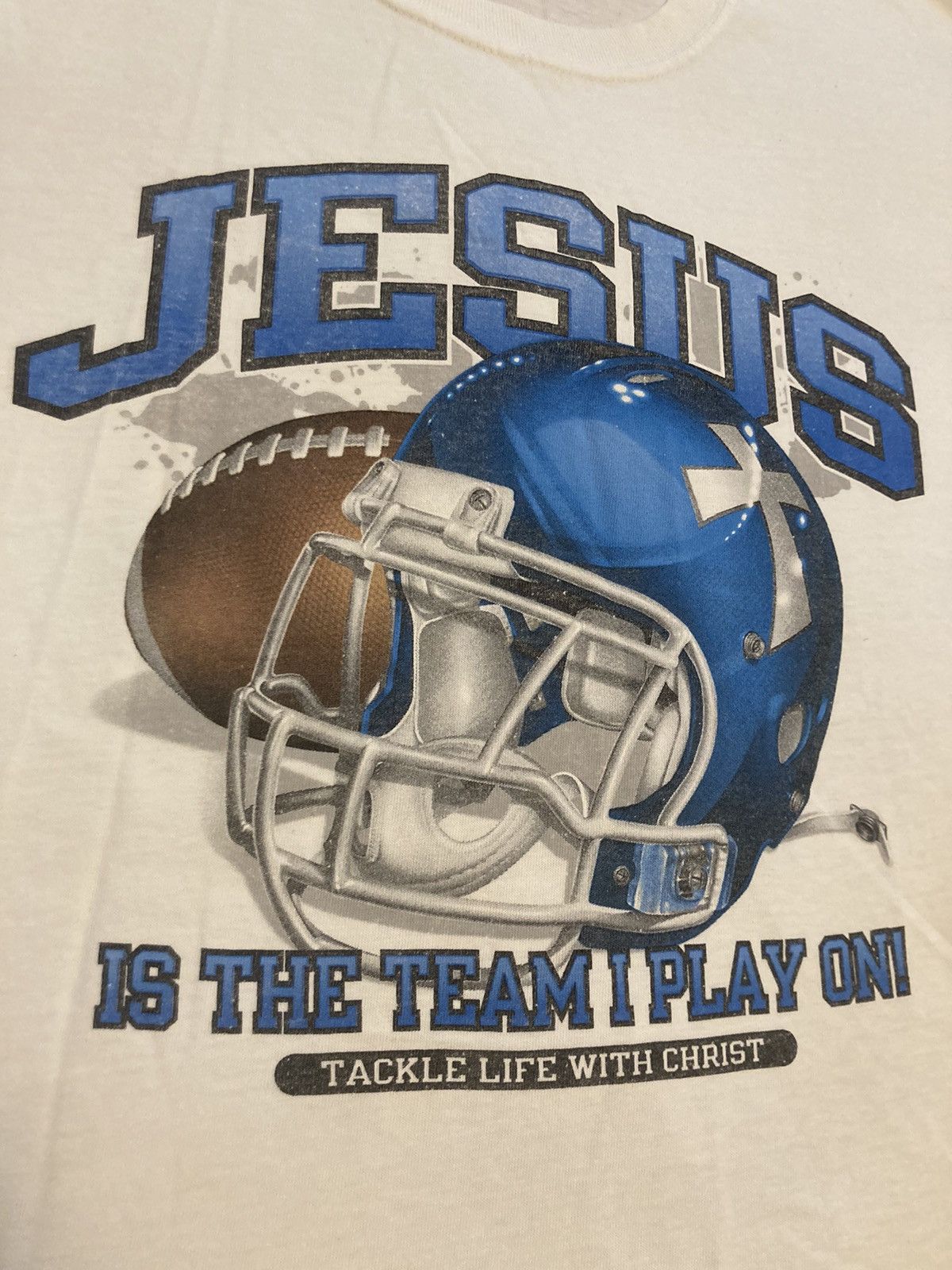 Vintage Vintage 90s Y2K Jesus Christ NFL Religious God T-shirt Size US L / EU 52-54 / 3 - 2 Thumbnail