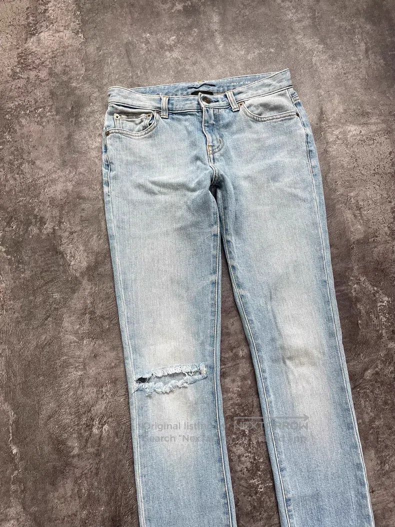 Saint Laurent Paris Saint Laurent Paris Washed Blue Destroyed Denim Pants Size US 26 / EU 42 - 2 Thumbnail