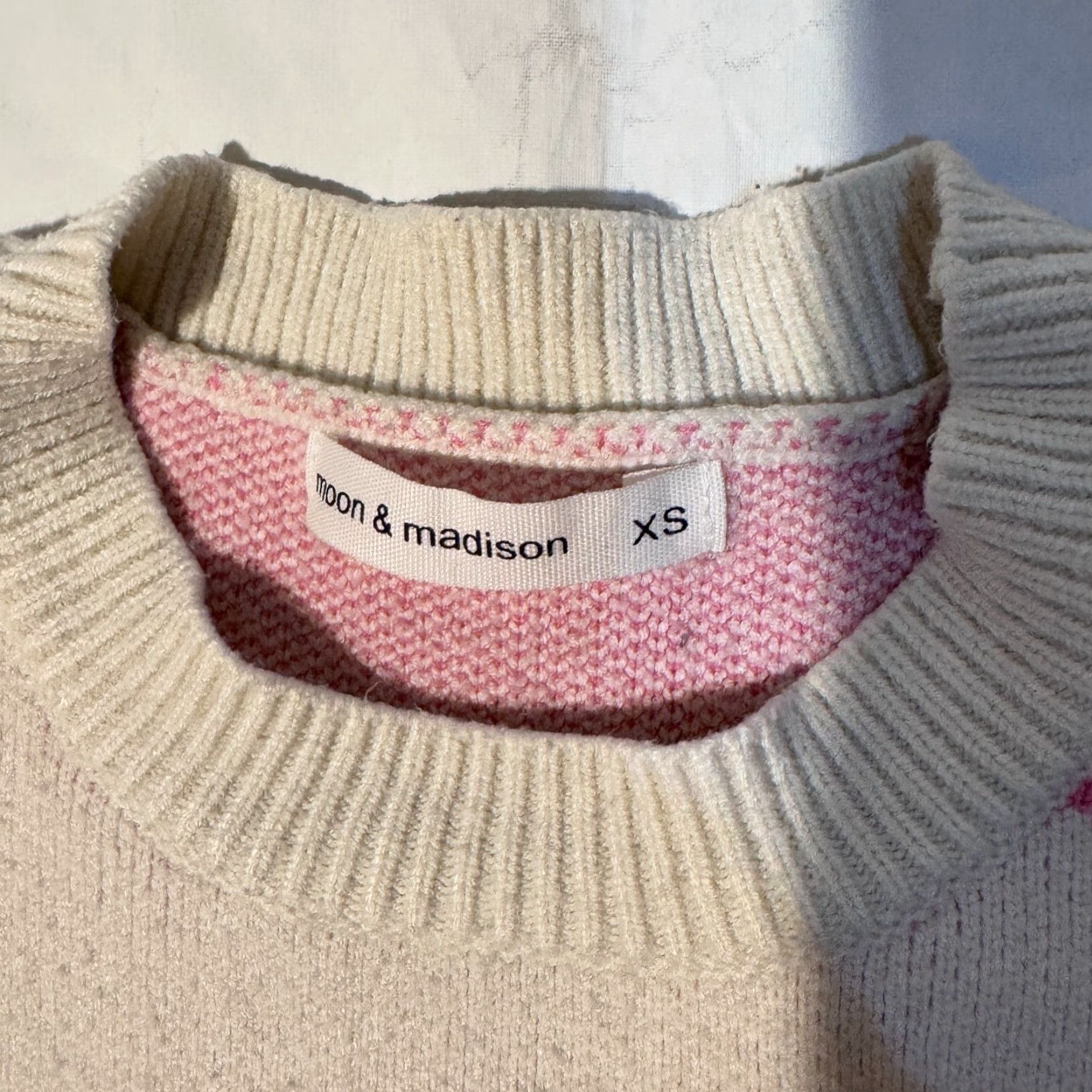 Madison Moon & Madison Pink Crew Neck Sweater XS Women Pullover 80s Graphic Print Smiley Face Trippy Altar’D State Size XS / US 0-2 / IT 36-38 - 2 Thumbnail