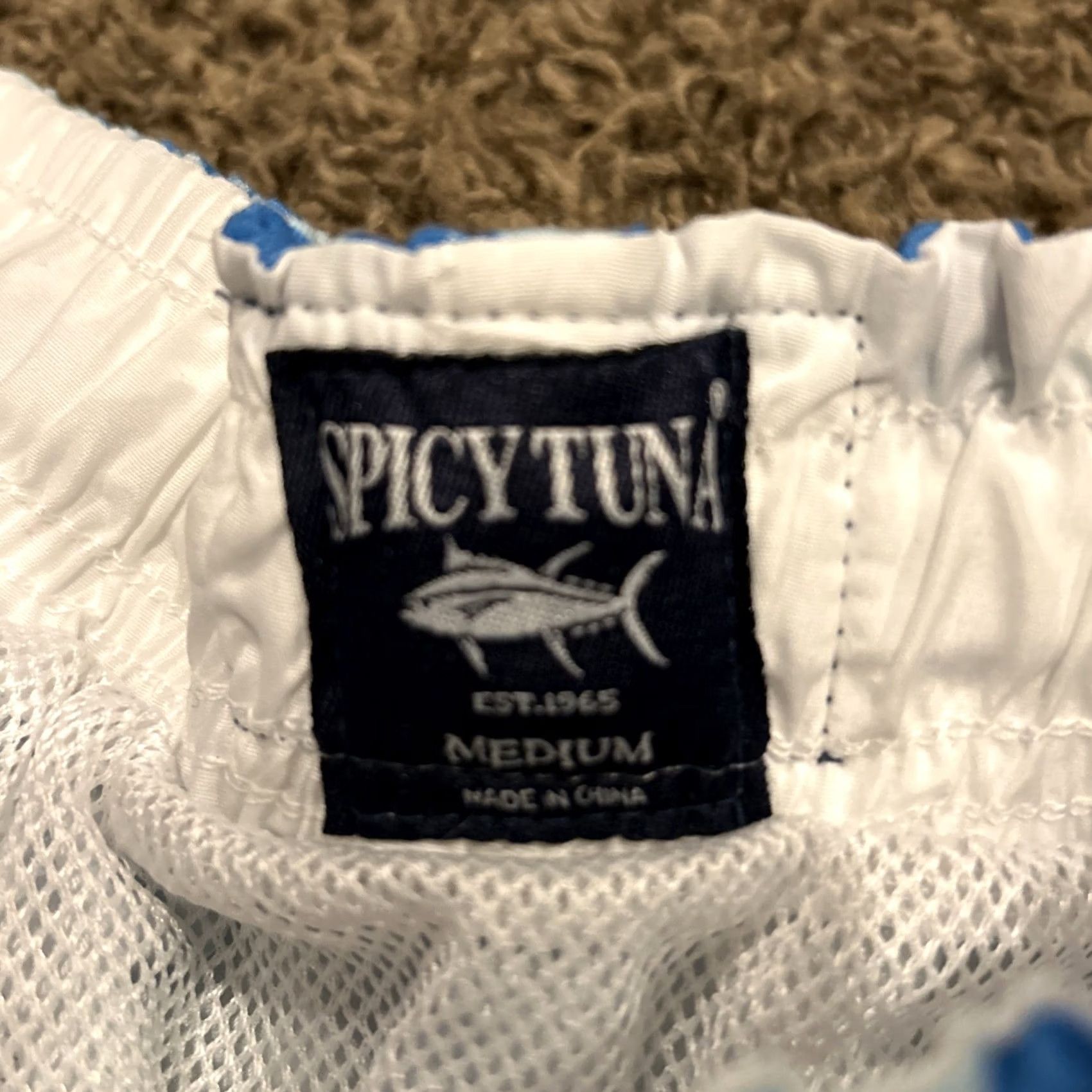 Vintage spicy tuna Shorts Mens M Men Size Board Hawaiian Swim Trunks Blue Size US 31 - 2 Thumbnail