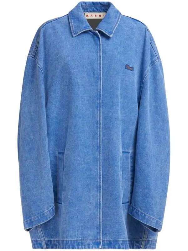 Marni o1w1db11125 Logo-Appliqué Denim Jacket in Blue Size M / US 6-8 / IT 42-44 - 1 Thumbnail