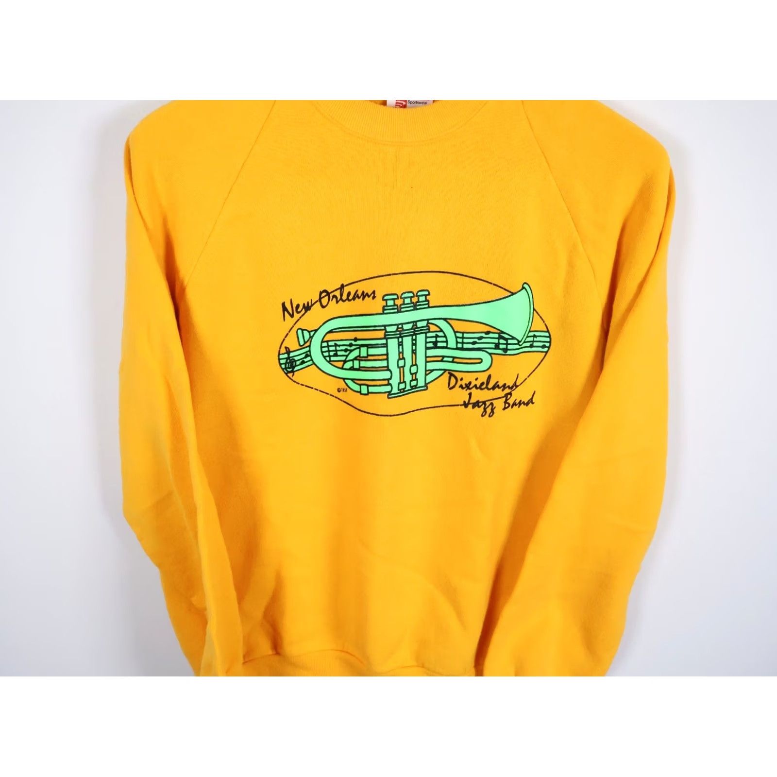 Vintage VINTAGE Sunbelt Sweatshirt Men's M Yellow 90s New Orleans Dixieland Jazz Band Graphic Print Raglan Crew Neck Size US M / EU 48-50 / 2 - 4 Thumbnail