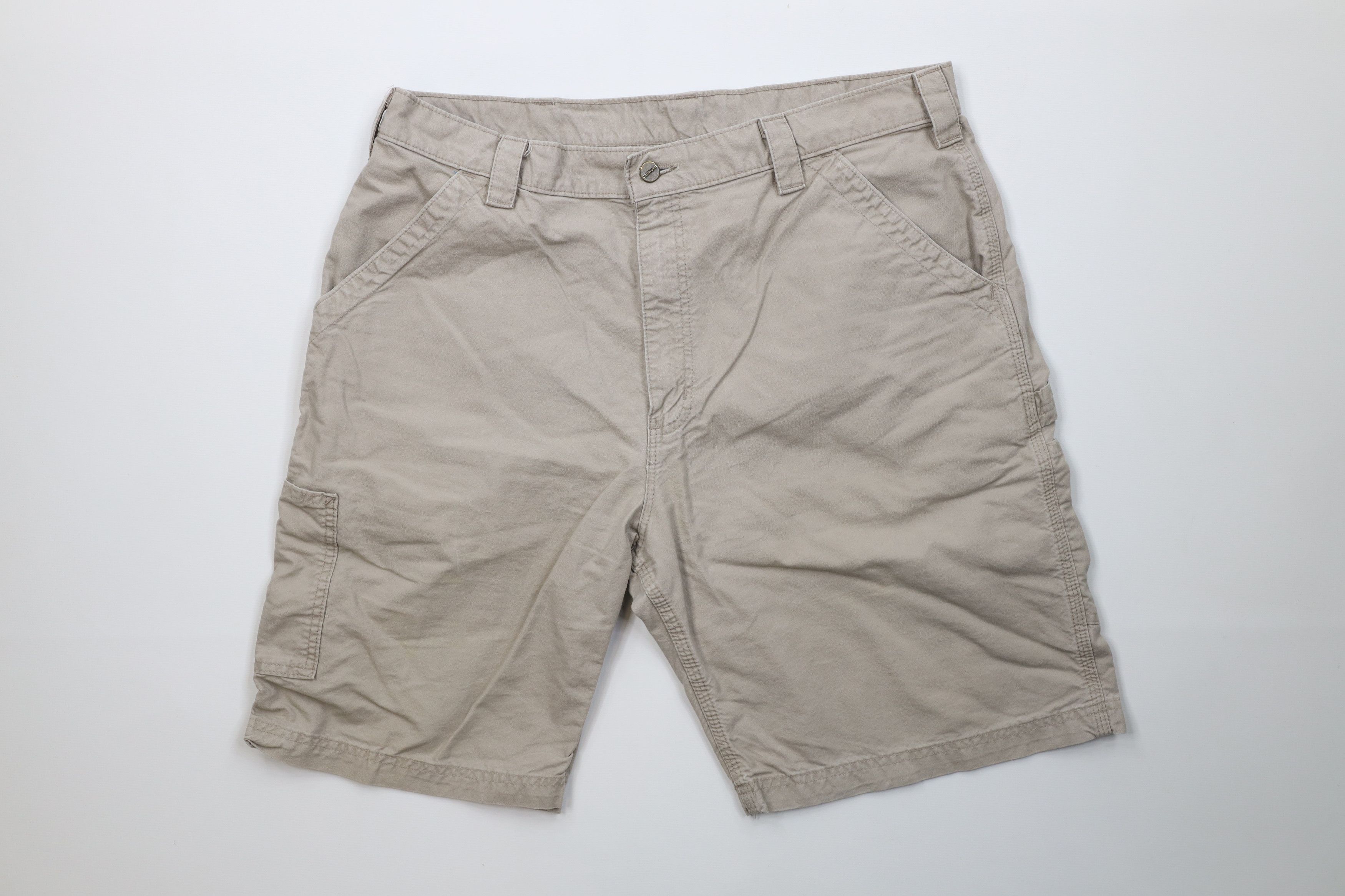 Carhartt Vintage Y2K 2003 Carhartt Spell Dungaree Shorts Beige Cotton Size US 38 / EU 54 - 1 Thumbnail