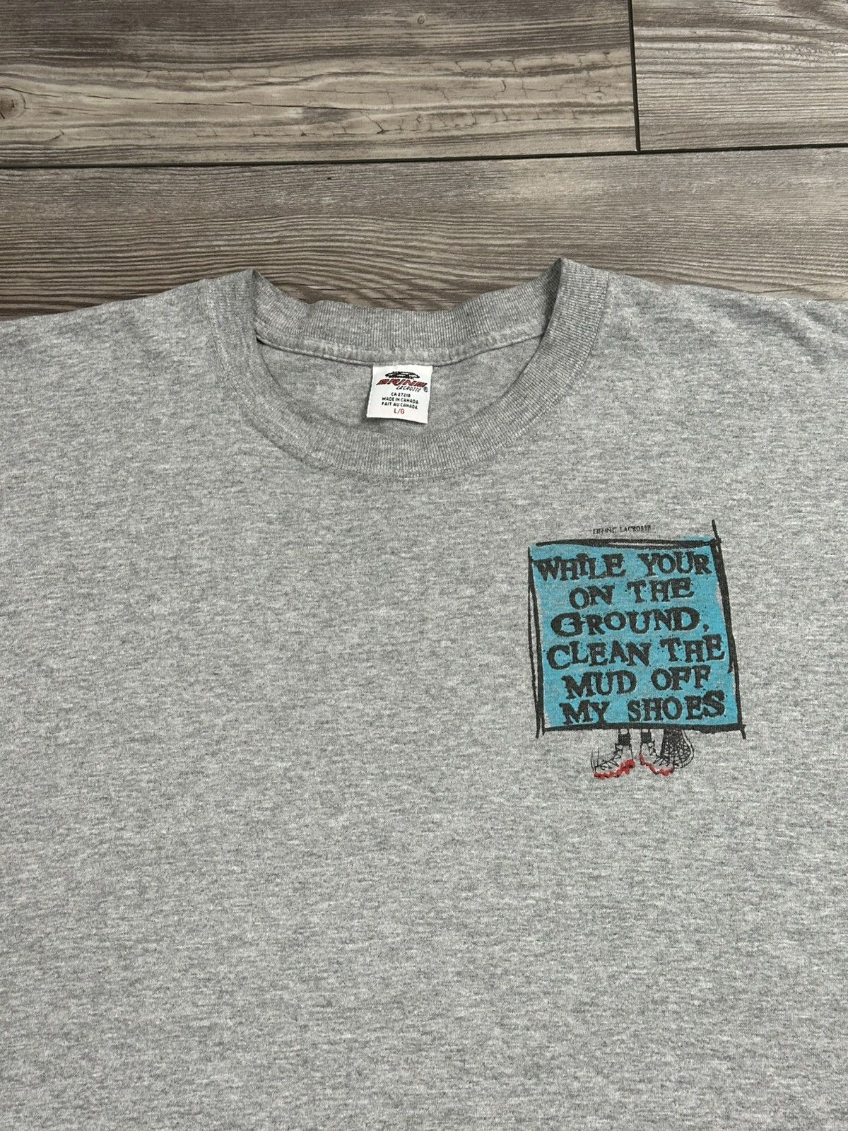 Vintage Vintage Brine Lacrosse “Clean The Mud Off My Shoes” T Shirt Size US L / EU 52-54 / 3 - 3 Thumbnail
