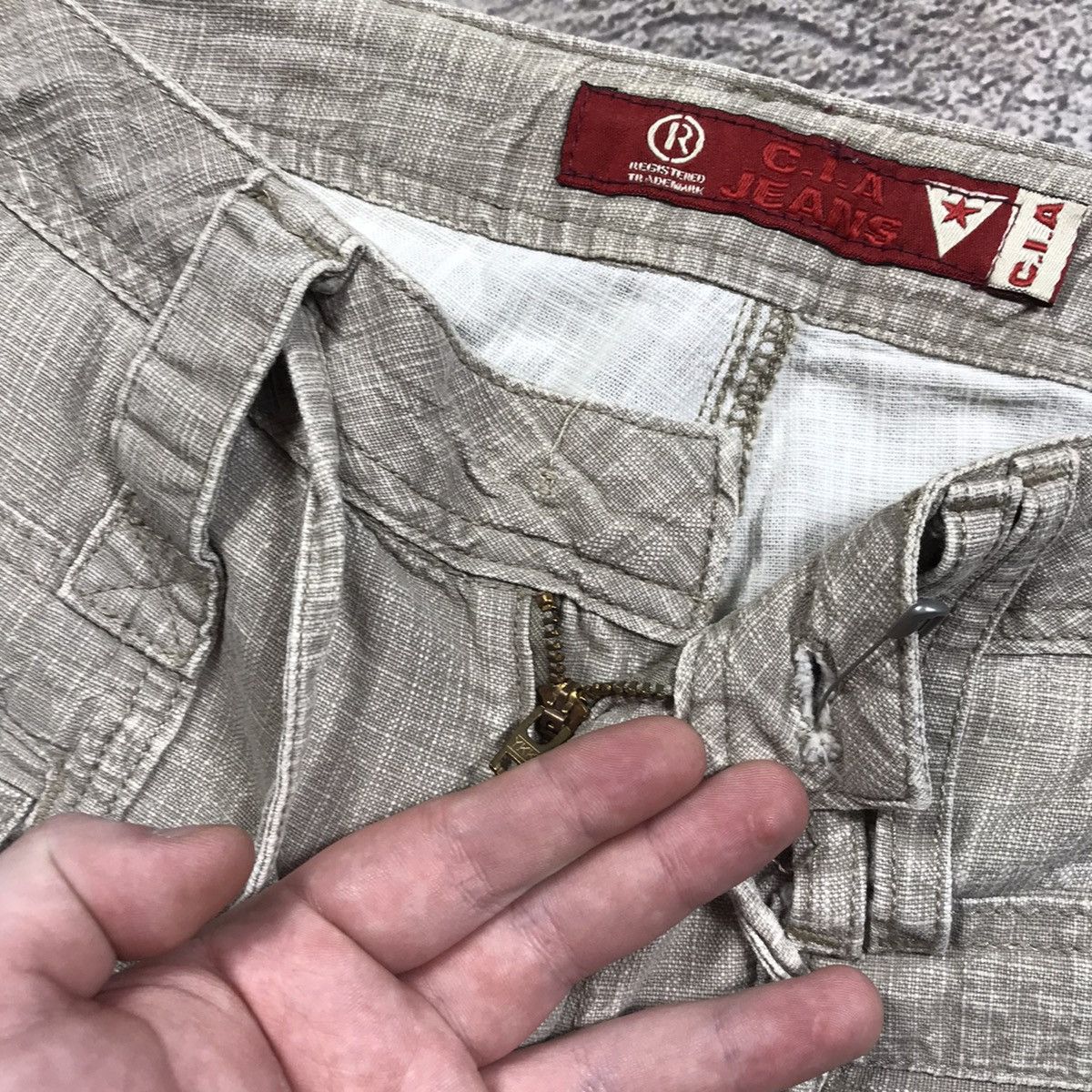 Vintage Vintage 90s Baggy Cargo Pants Low Rise Streetwear Khaki 31 Size 31" - 4 Thumbnail
