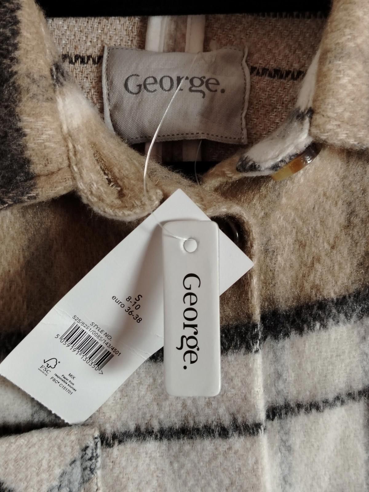 George Women's Check Shacket Size 8-10 Small Beige Plaid Cropped Size M / US 6-8 / IT 42-44 - 2 Thumbnail