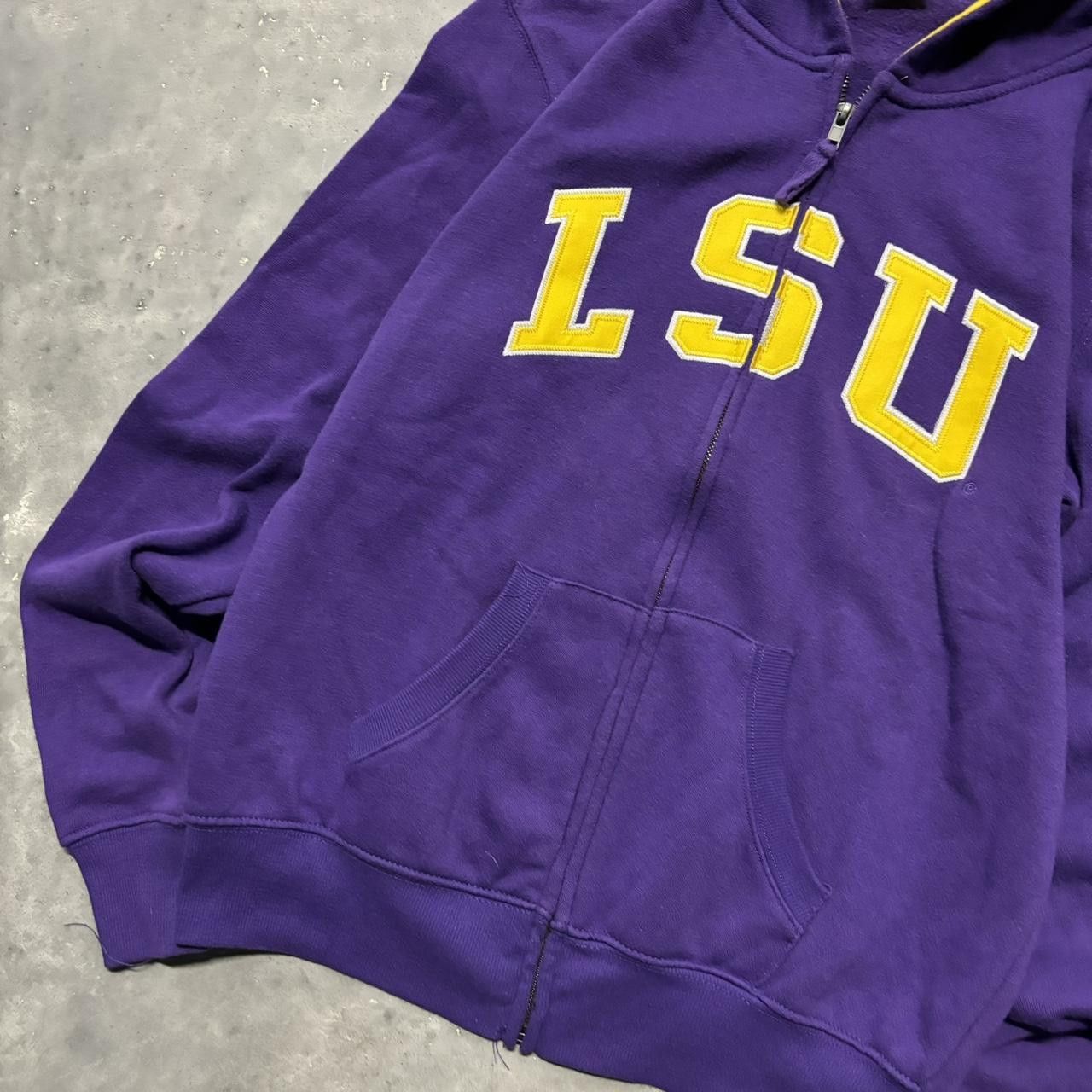 Japanese Brand × Vintage Crazy Vintage Y2K/2000s Purple LSU College Spellout Essential Zip Up Hoodie! Size S / US 4 / IT 40 - 3 Thumbnail