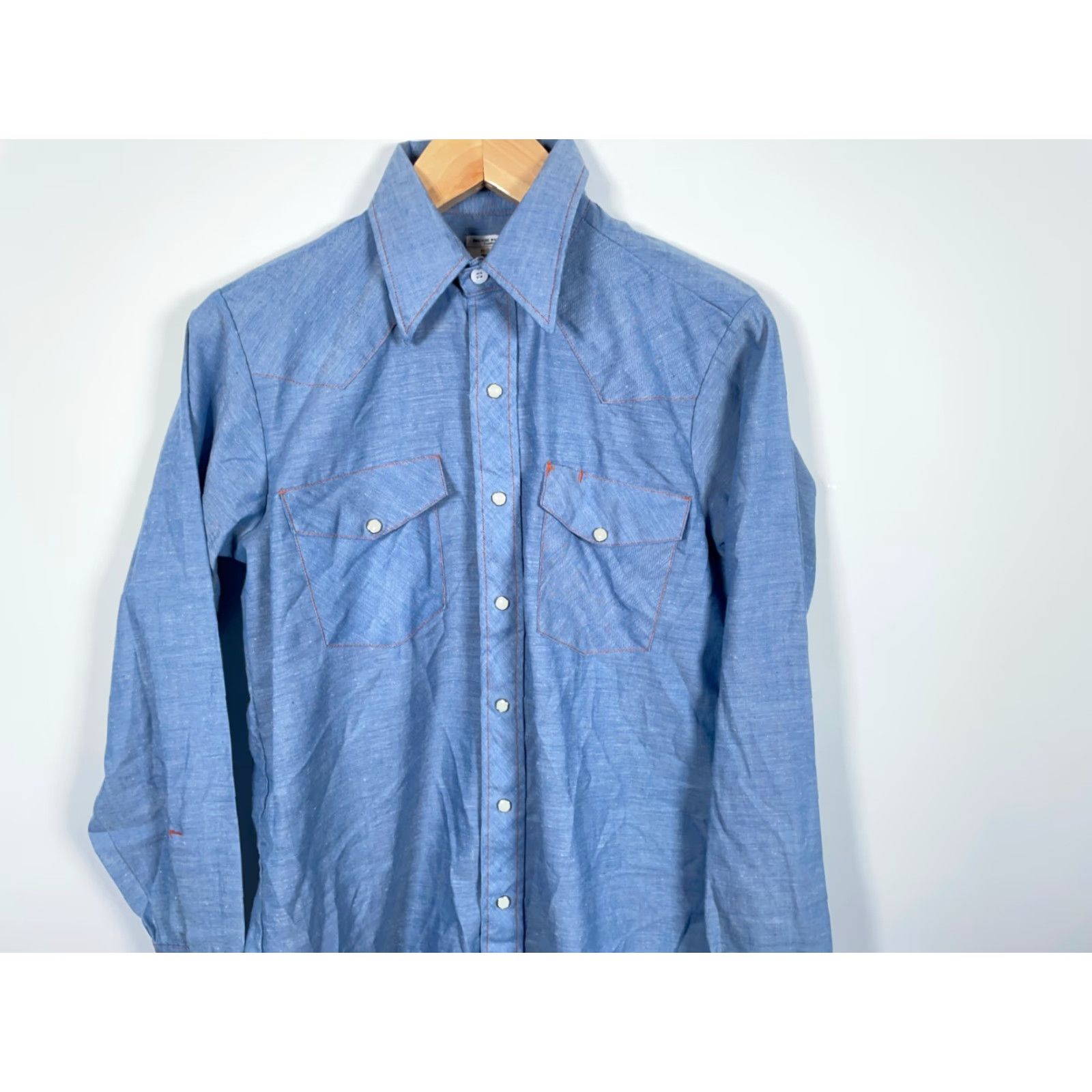 Vintage VINTAGE Big Mac Western Chambray Shirt Men's M Blue Lightweight Pearl Snap Shirt Size US M / EU 48-50 / 2 - 4 Thumbnail