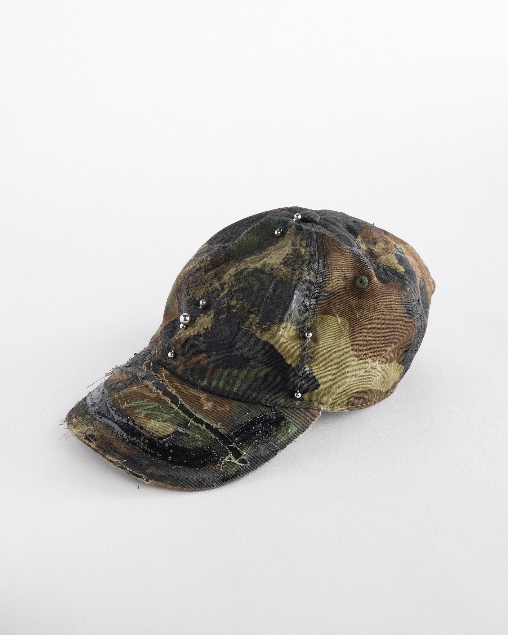 Vintage ASTROBOI* 'Troops' Green Camouflage Distressed & Pierced Hat Size ONE SIZE - 3 Thumbnail