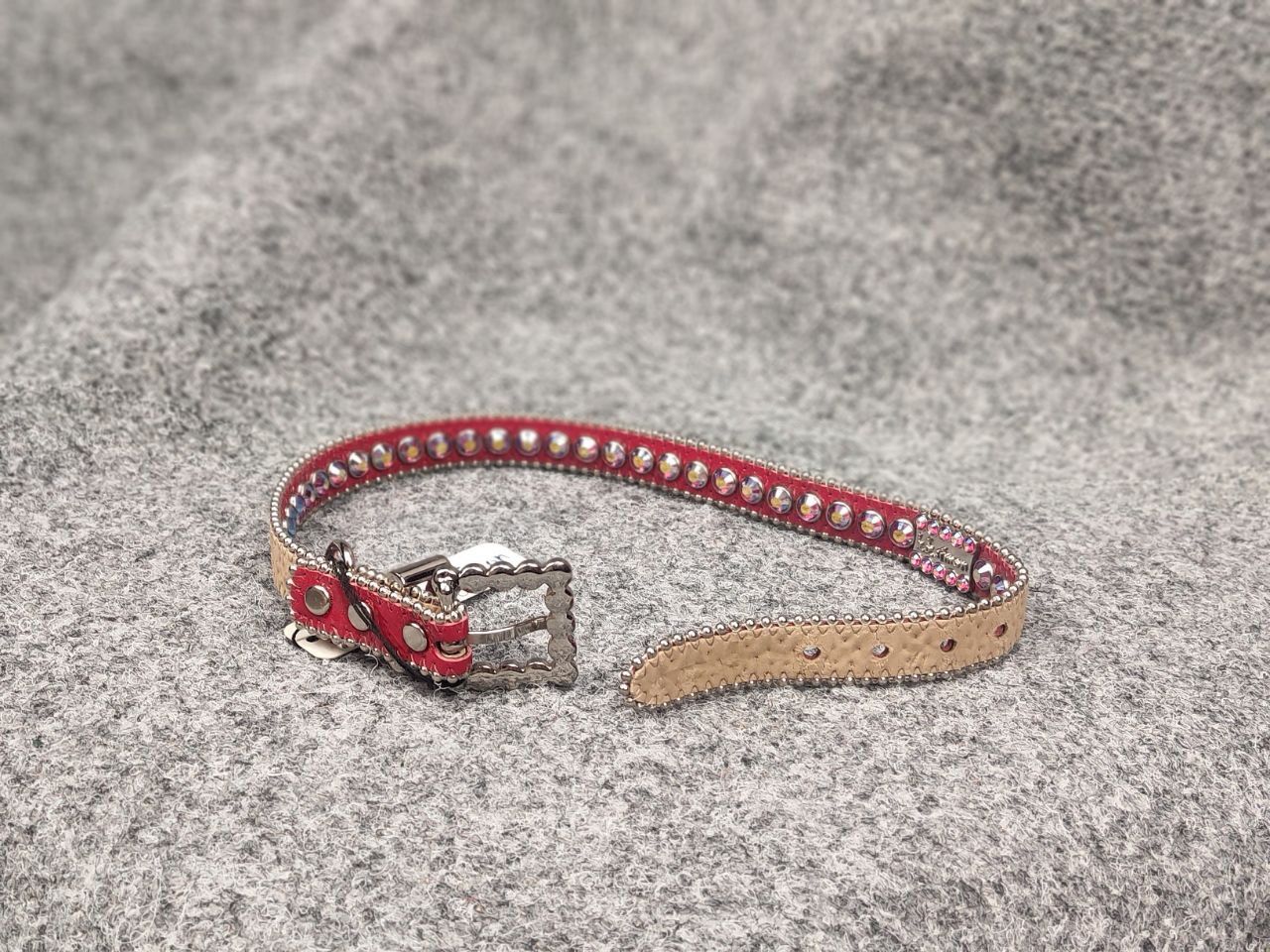 B.B.Simon Swarovski Crystal Red Leather collar Dog belt