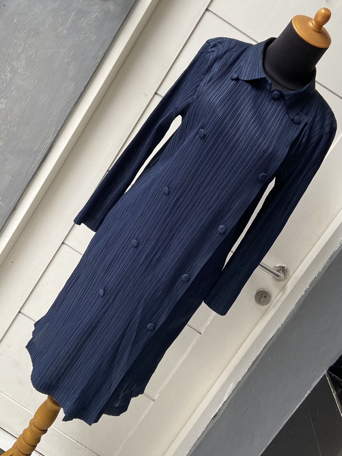 Designer × Japanese Brand PLEATSME Blue Pleats Blazers Size XS / US 0-2 / IT 36-38 - 3 Thumbnail