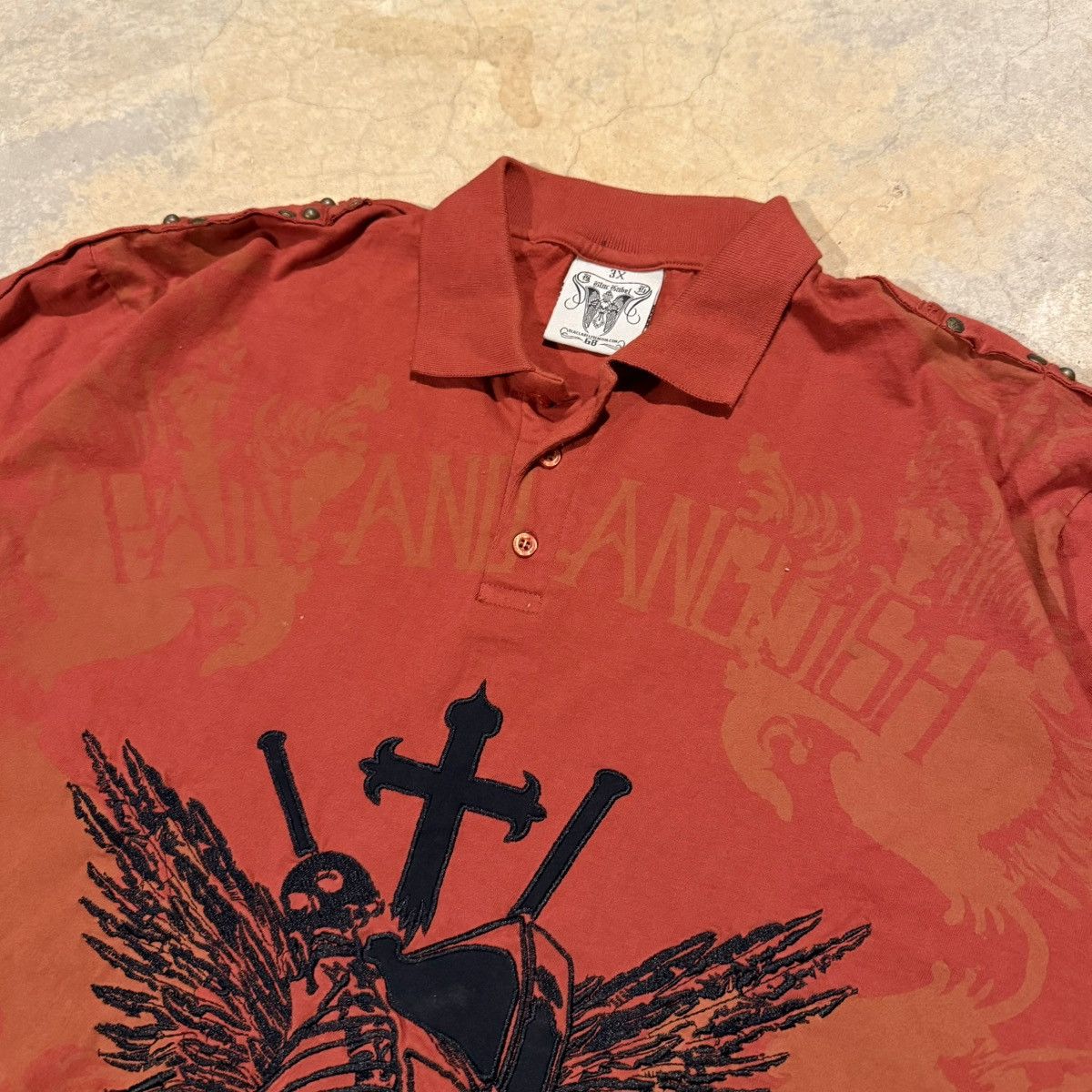 Vintage Vtg 2000s Blac Label Polo Shirt Affliction Y2K Grunge ERD Size US XXL / EU 58 / 5 - 4 Thumbnail