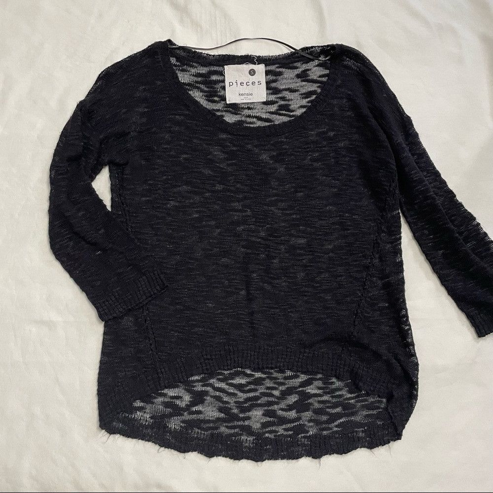 Other Pieces By Kensie Knit Black 3/4 Sleeve Sweater Size S Size S / US 4 / IT 40 - 6 Thumbnail
